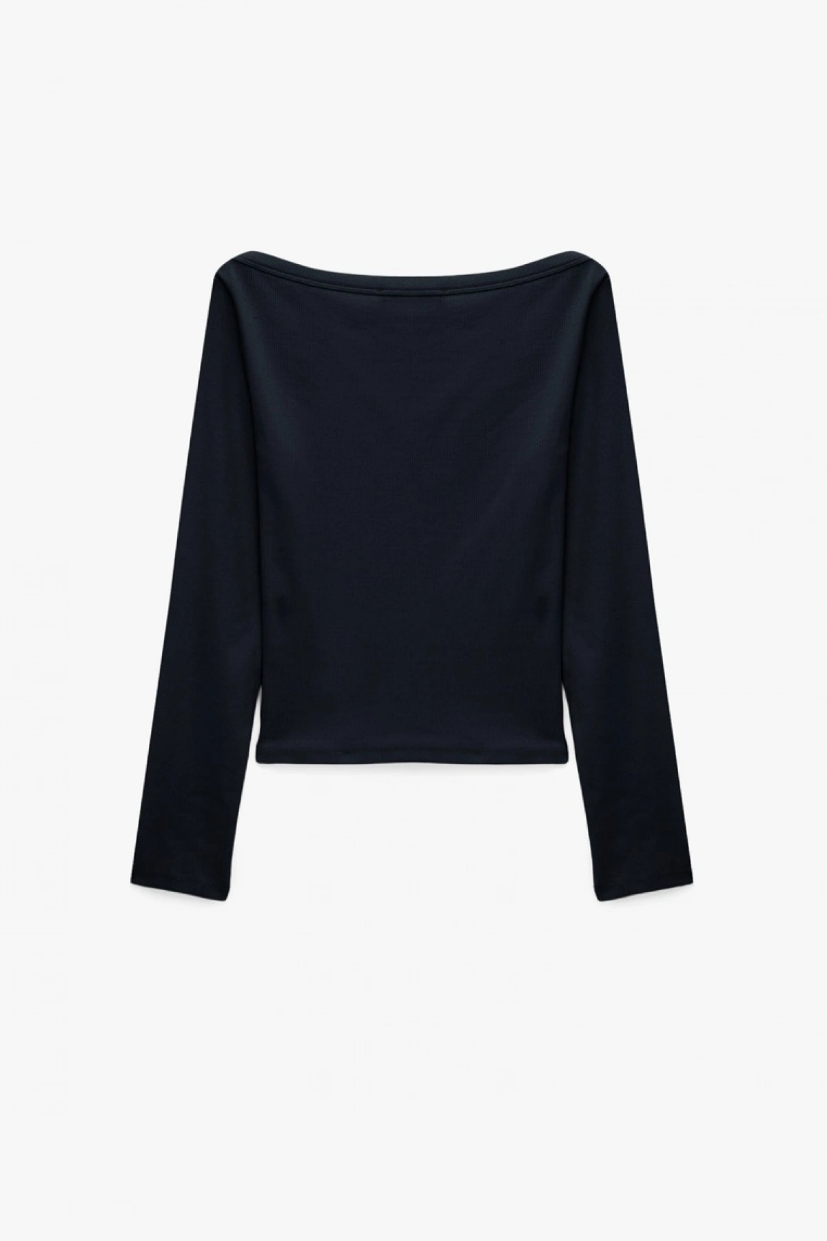 Slim Fit Pamuklu Kayık Yaka Uzun Kollu Basic Tişört