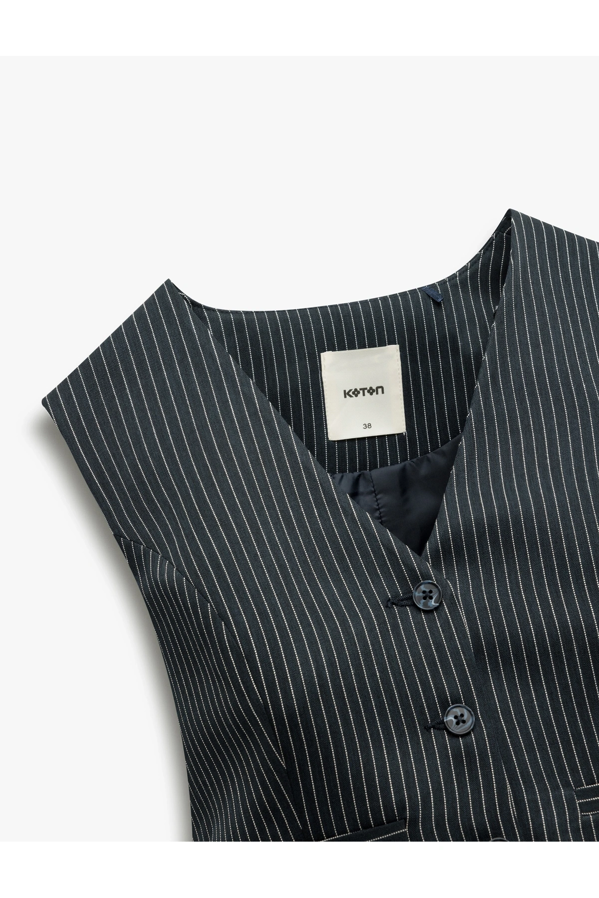 Slim Fit V Yaka Kolsuz Düğmeli Takım Yeleği
