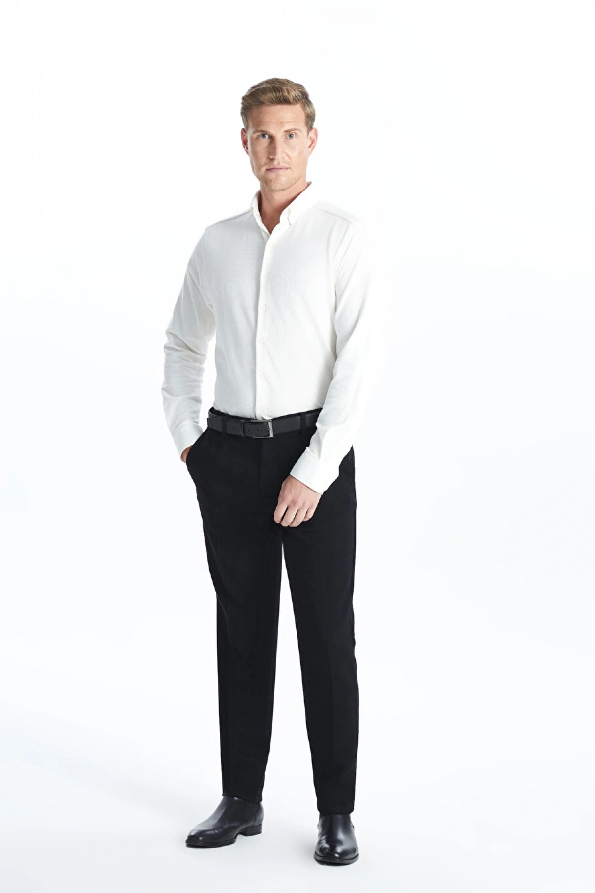 SOUTHBLUE Beyaz Slim Fit Uzun Kollu Erkek Gömlek