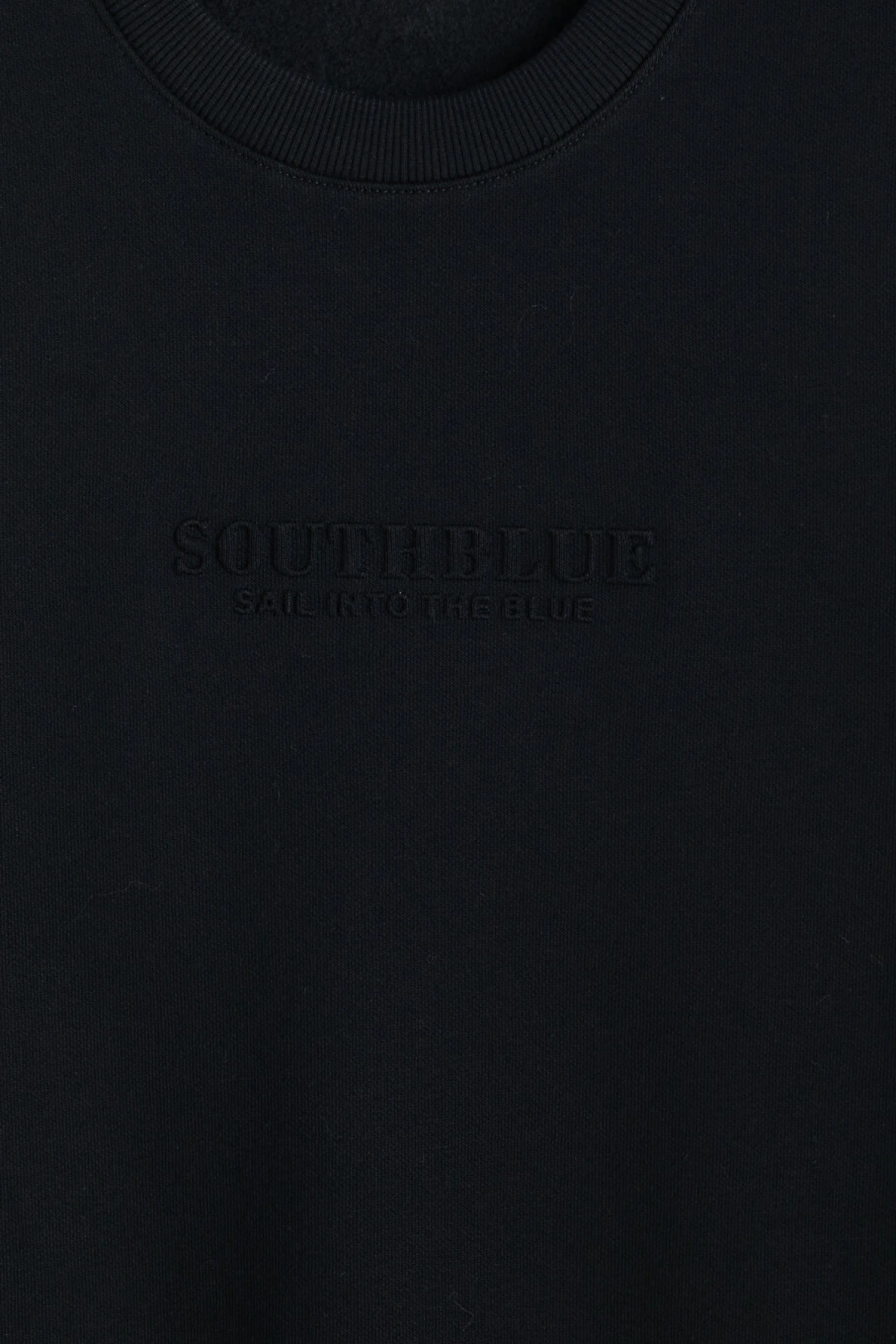 SOUTHBLUE Siyah Bisiklet Yaka Nakışlı Erkek Kalın Sweatshirt
