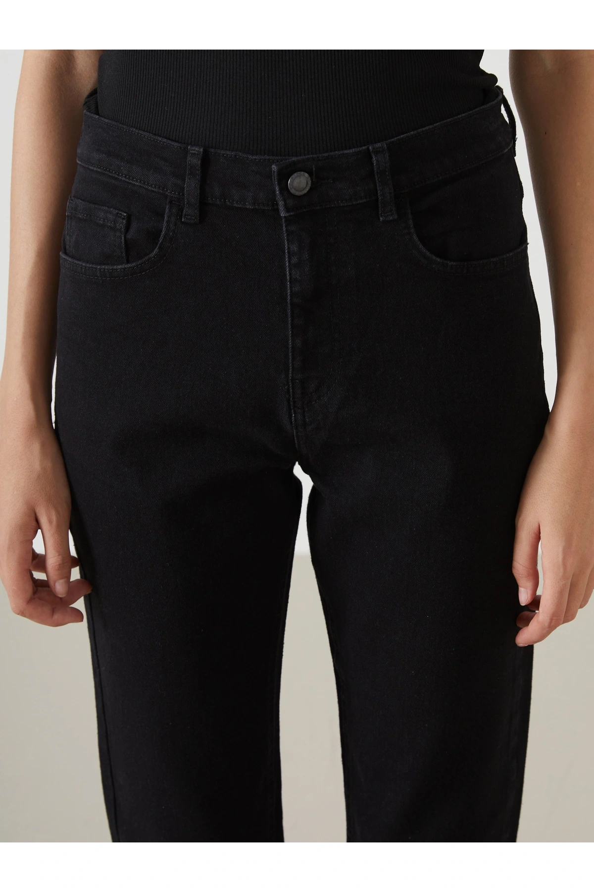 LCW Jeans Siyah Straight Fit Kadın Jean Pantolon