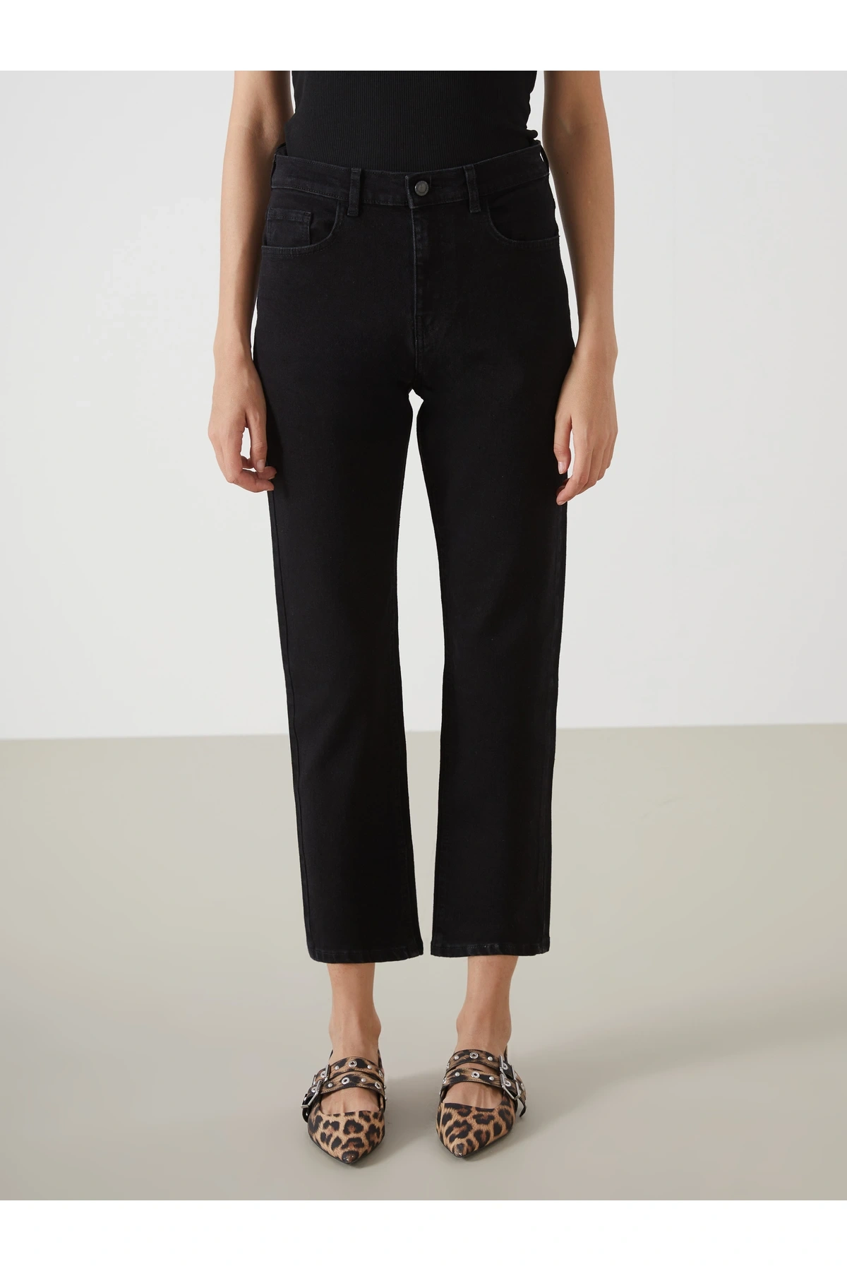 LCW Jeans Siyah Straight Fit Kadın Jean Pantolon
