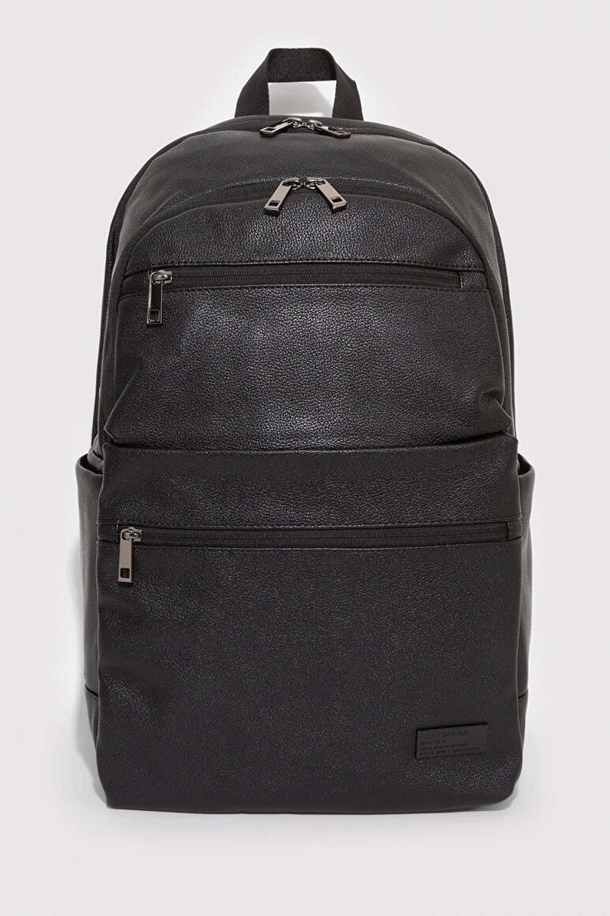 Suni Deri Siyah Sırt Çantası