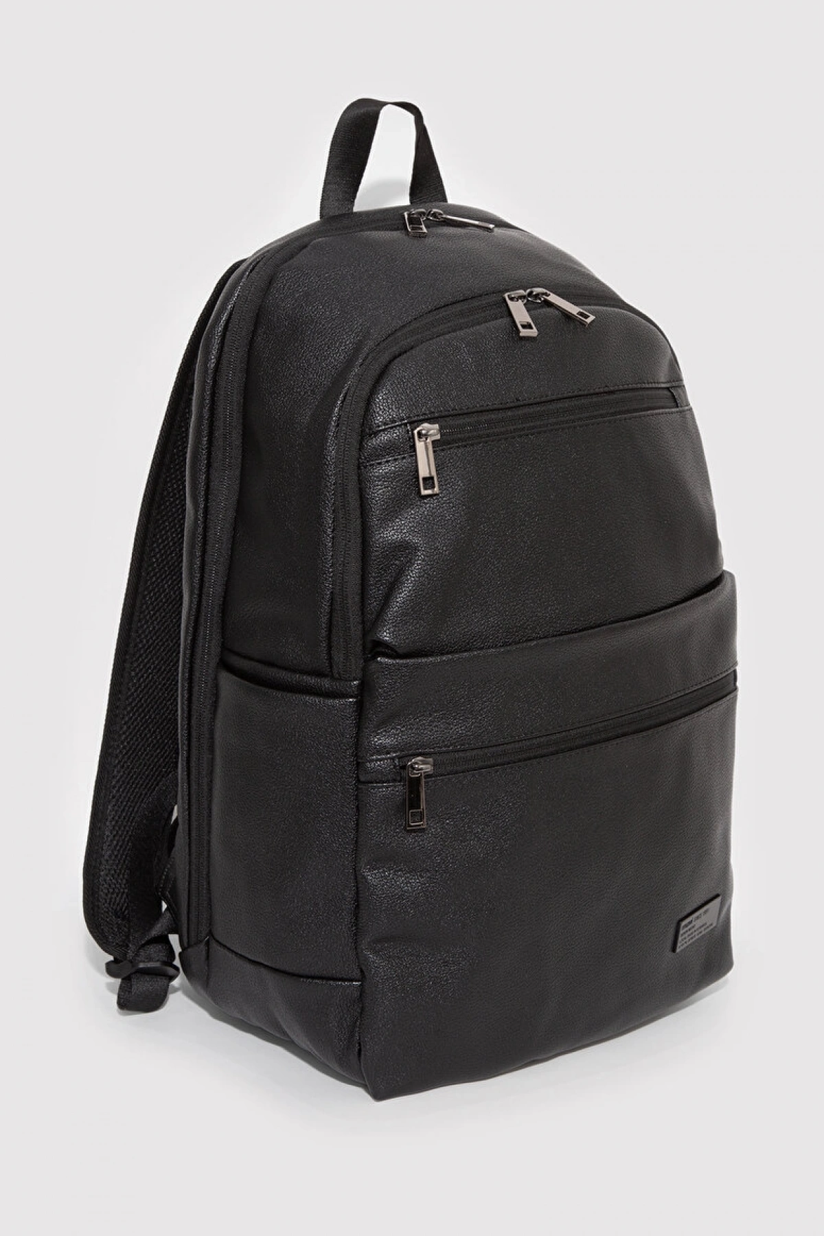 Suni Deri Siyah Sırt Çantası