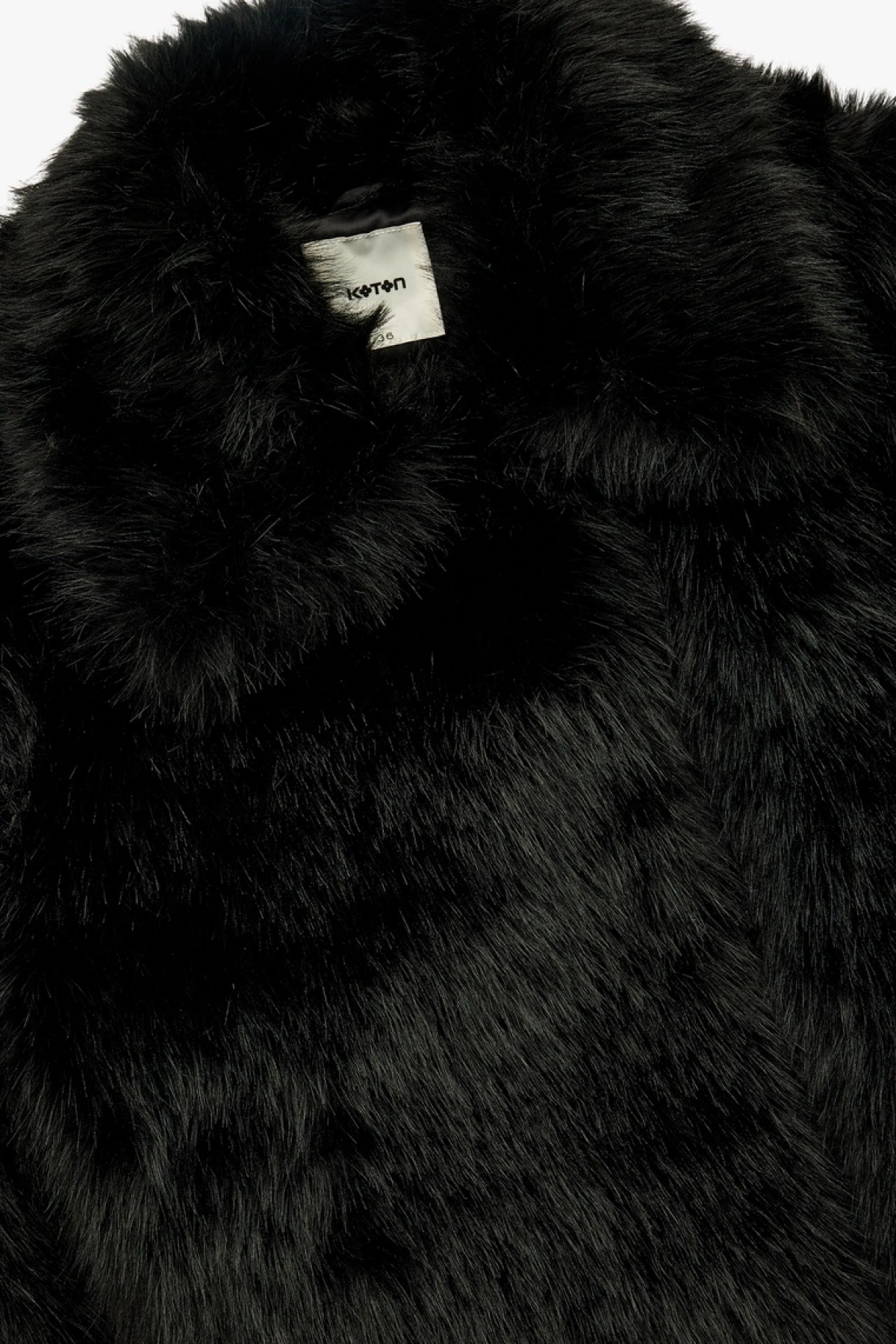 KOTON Suni Kürk Mont Uzun Kollu Crop