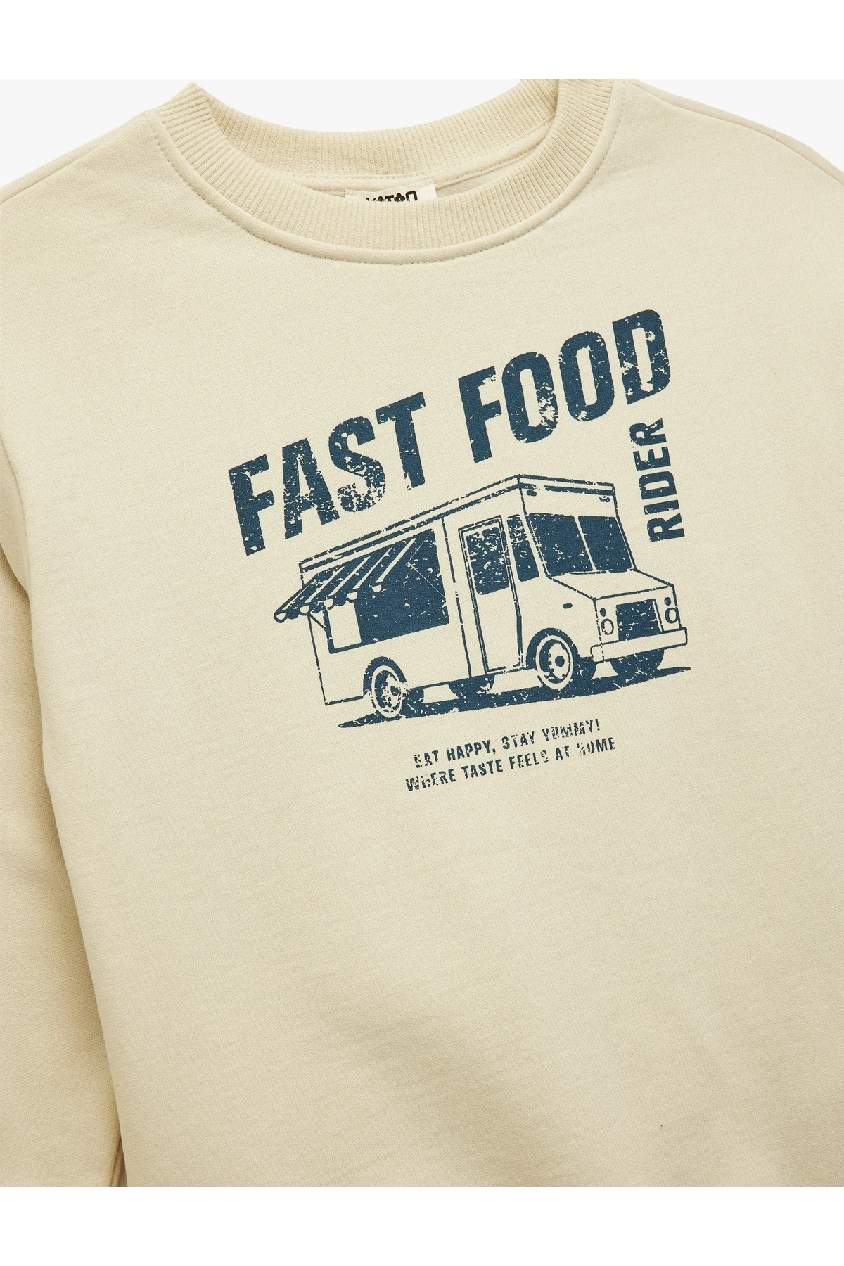 Koton Kids Beyaz Bisiklet Yaka Fast Food Rider Baskılı Çocuk Sweatshirt