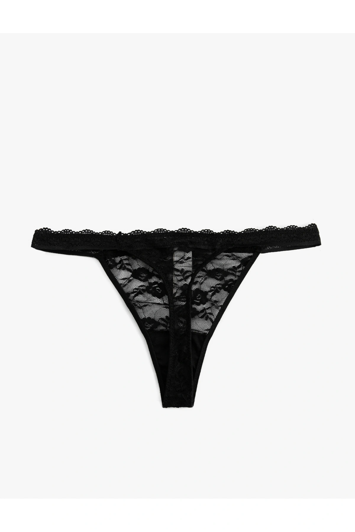 Transparan Rahat Kalıp Dantelli String Külot