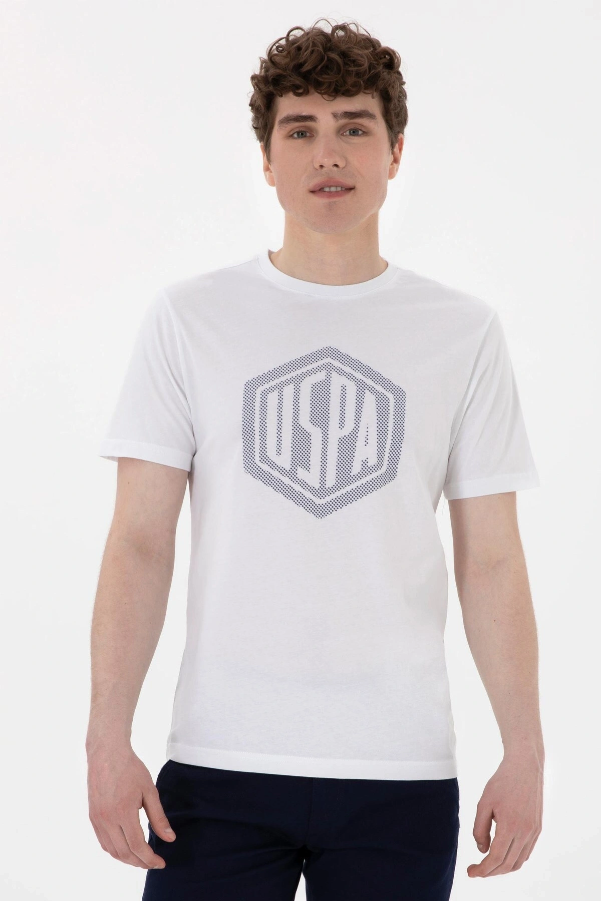 U.S. Polo Assn. Bisiklet Yaka Mavi Erkek T-Shirt GASTON