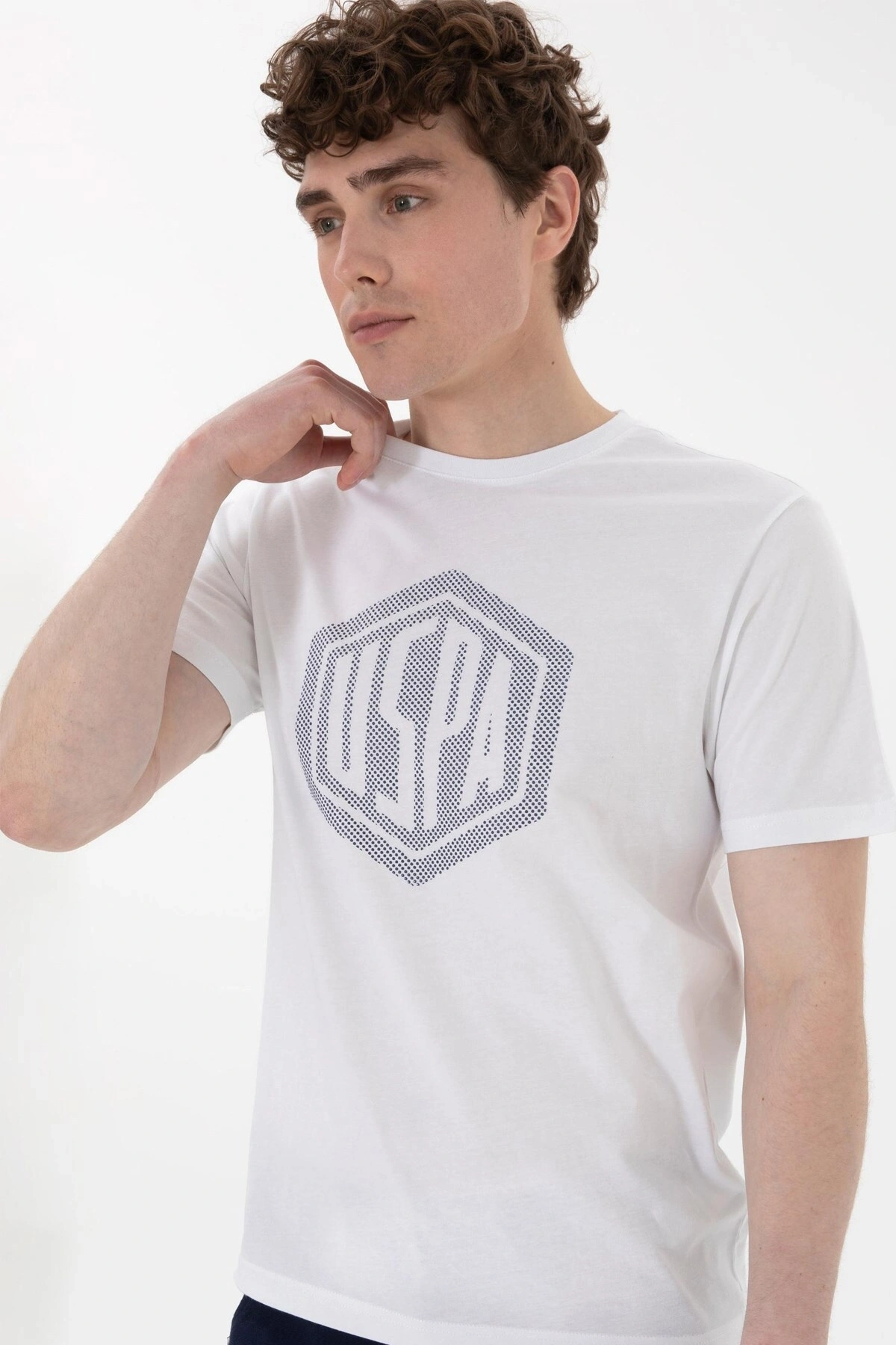U.S. Polo Assn. Bisiklet Yaka Mavi Erkek T-Shirt GASTON