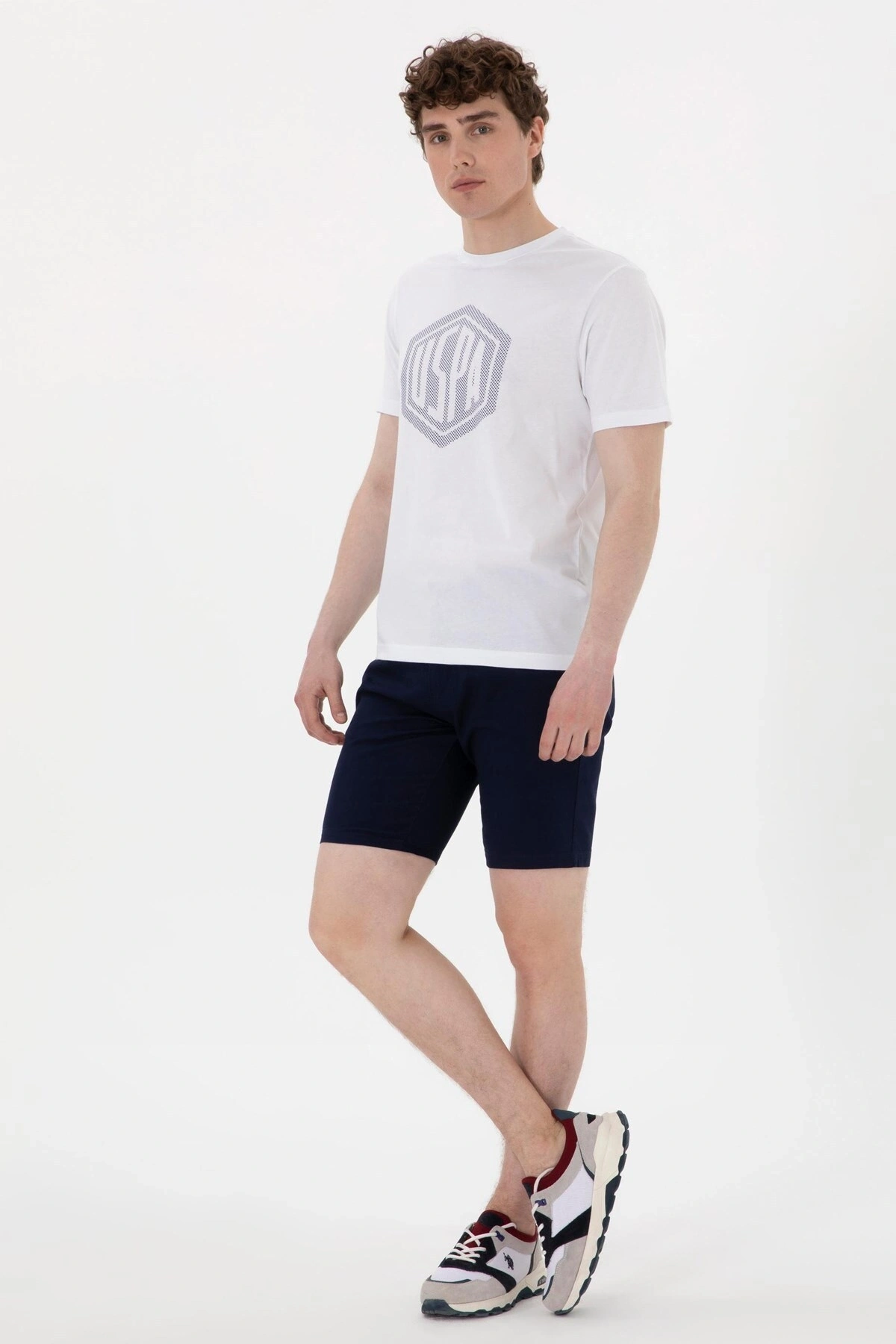 U.S. Polo Assn. Bisiklet Yaka Mavi Erkek T-Shirt GASTON