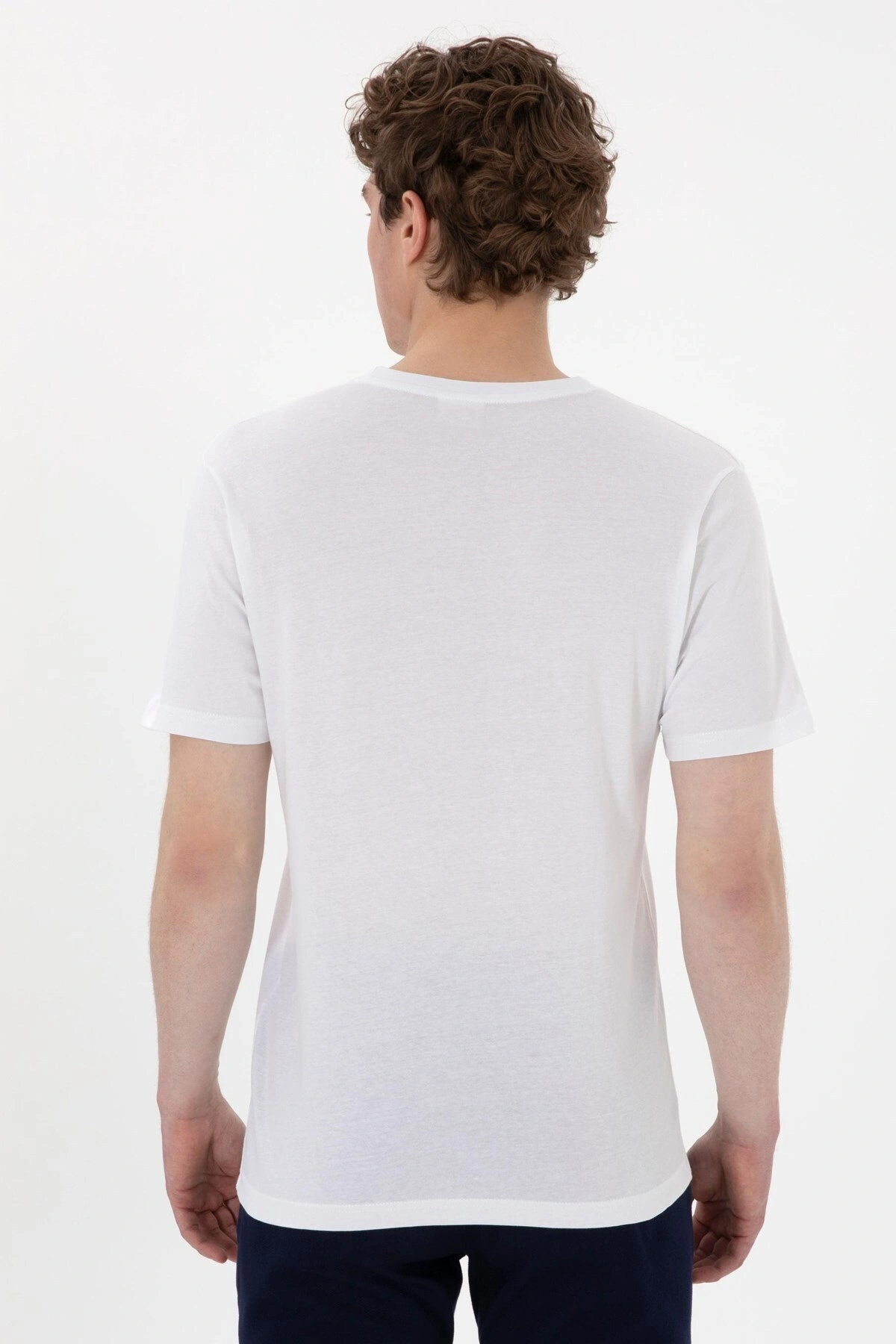 U.S. Polo Assn. Bisiklet Yaka Mavi Erkek T-Shirt GASTON