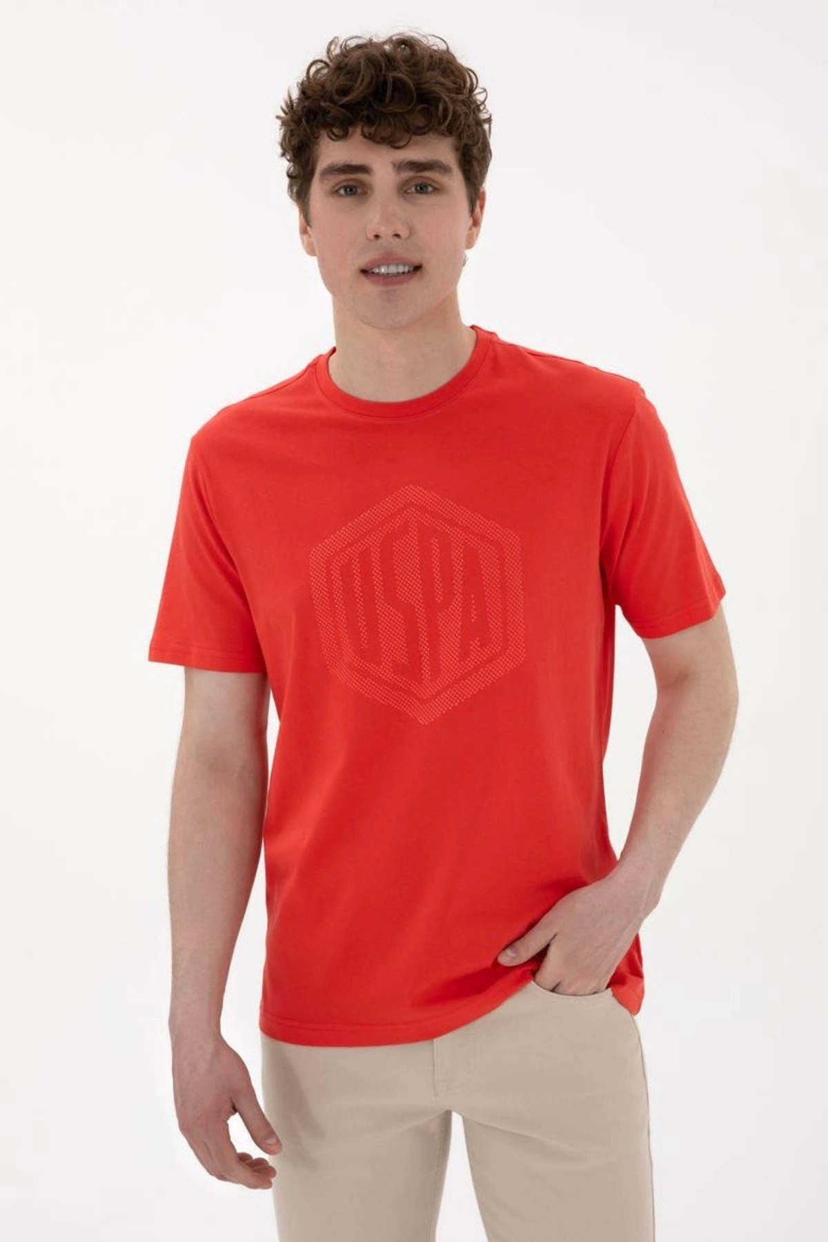 U.S. Polo Assn. Bisiklet Yaka Mavi Erkek T-Shirt GASTON