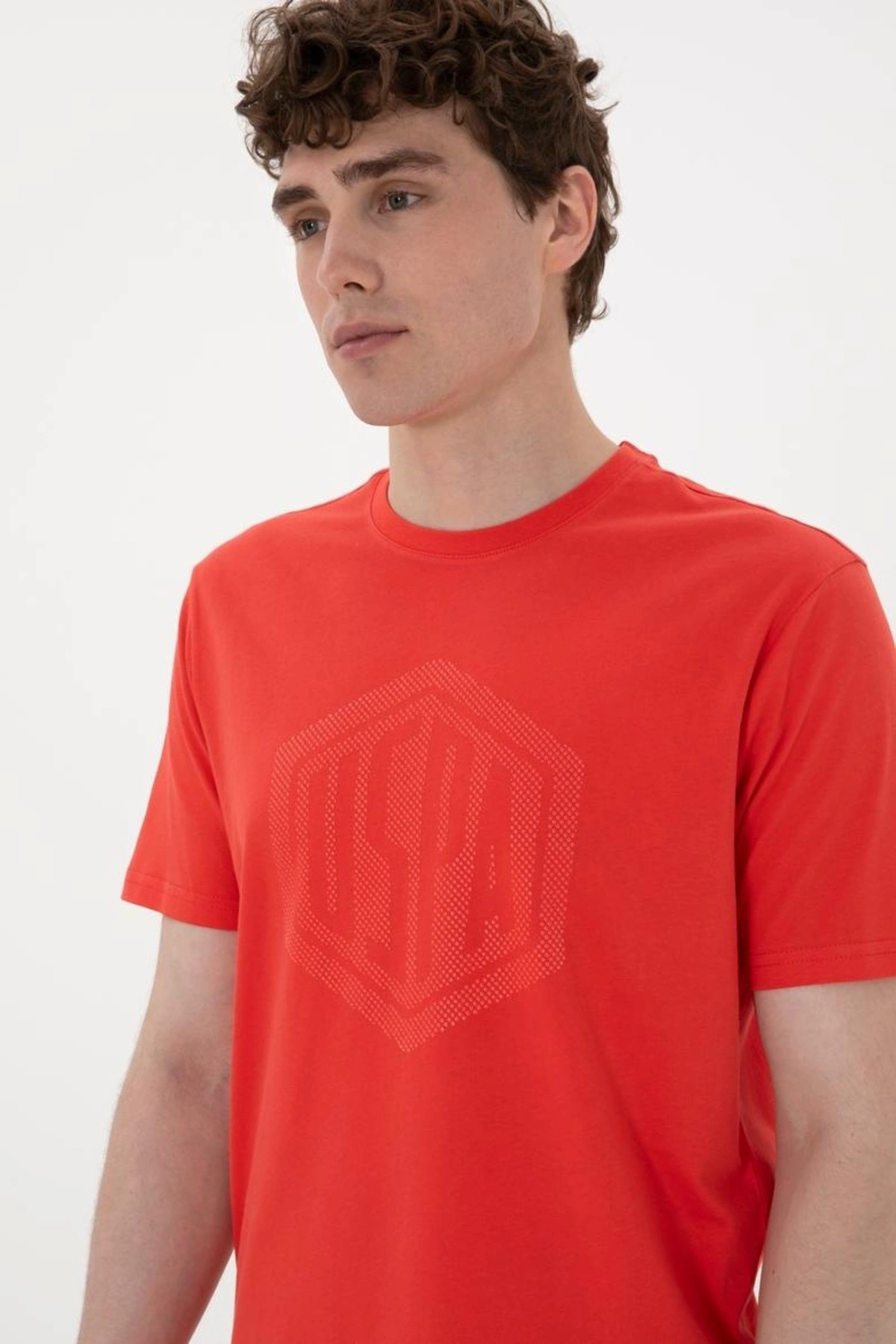U.S. Polo Assn. Bisiklet Yaka Mavi Erkek T-Shirt GASTON