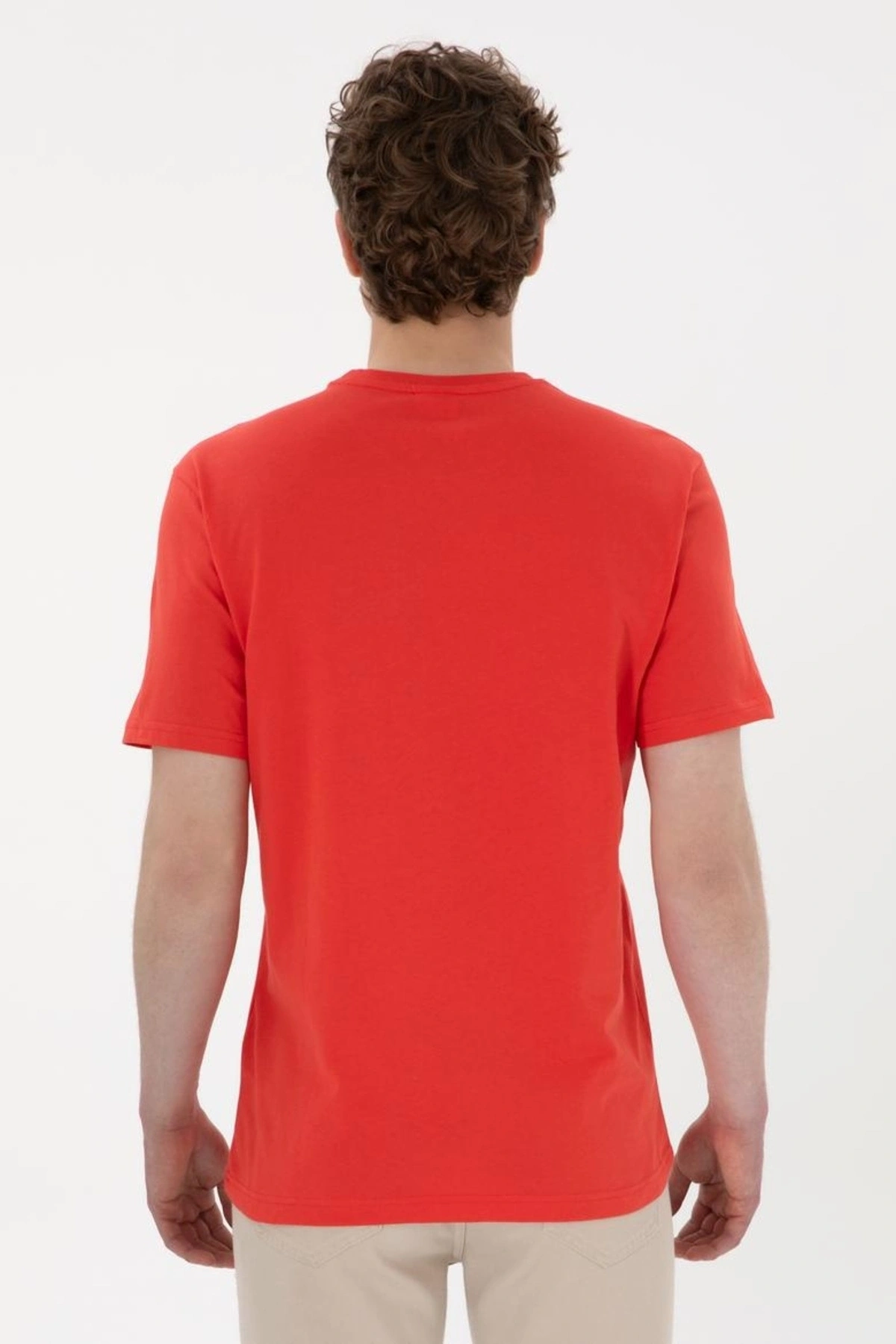 U.S. Polo Assn. Bisiklet Yaka Mavi Erkek T-Shirt GASTON