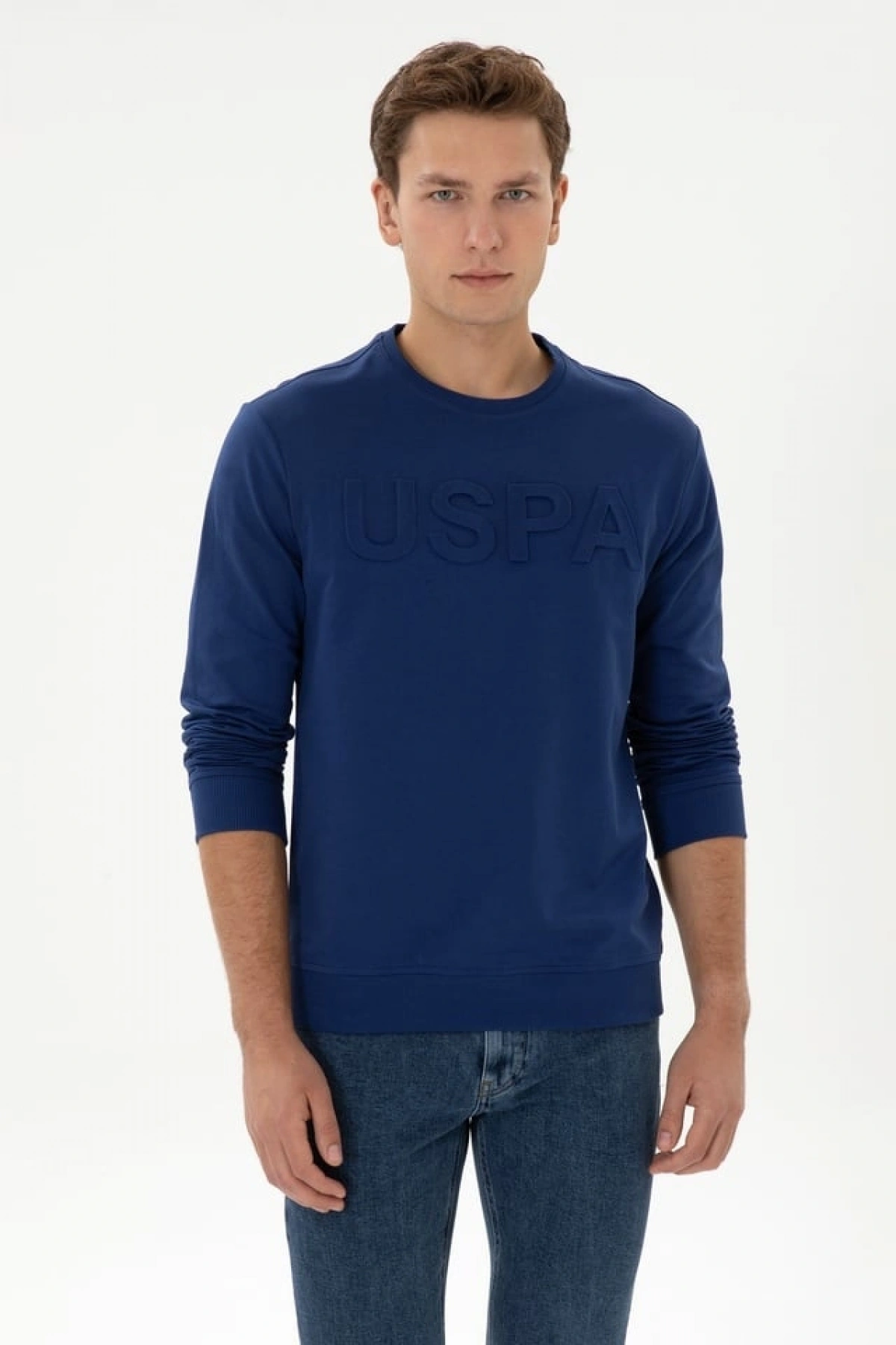 U.S.POLO Erkek Regular Fit Bisiklet Yaka İndigo Basic Sweatshirt