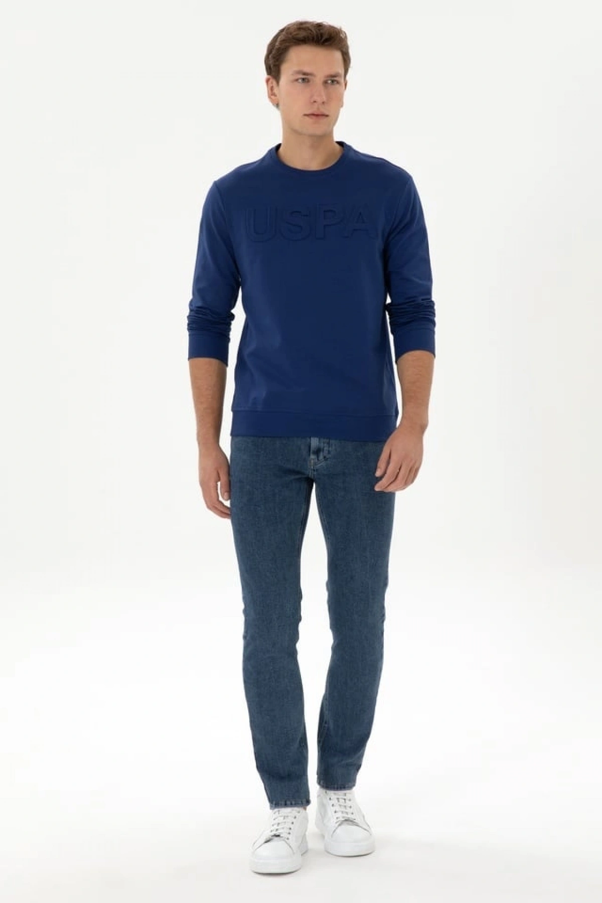 U.S.POLO Erkek Regular Fit Bisiklet Yaka İndigo Basic Sweatshirt