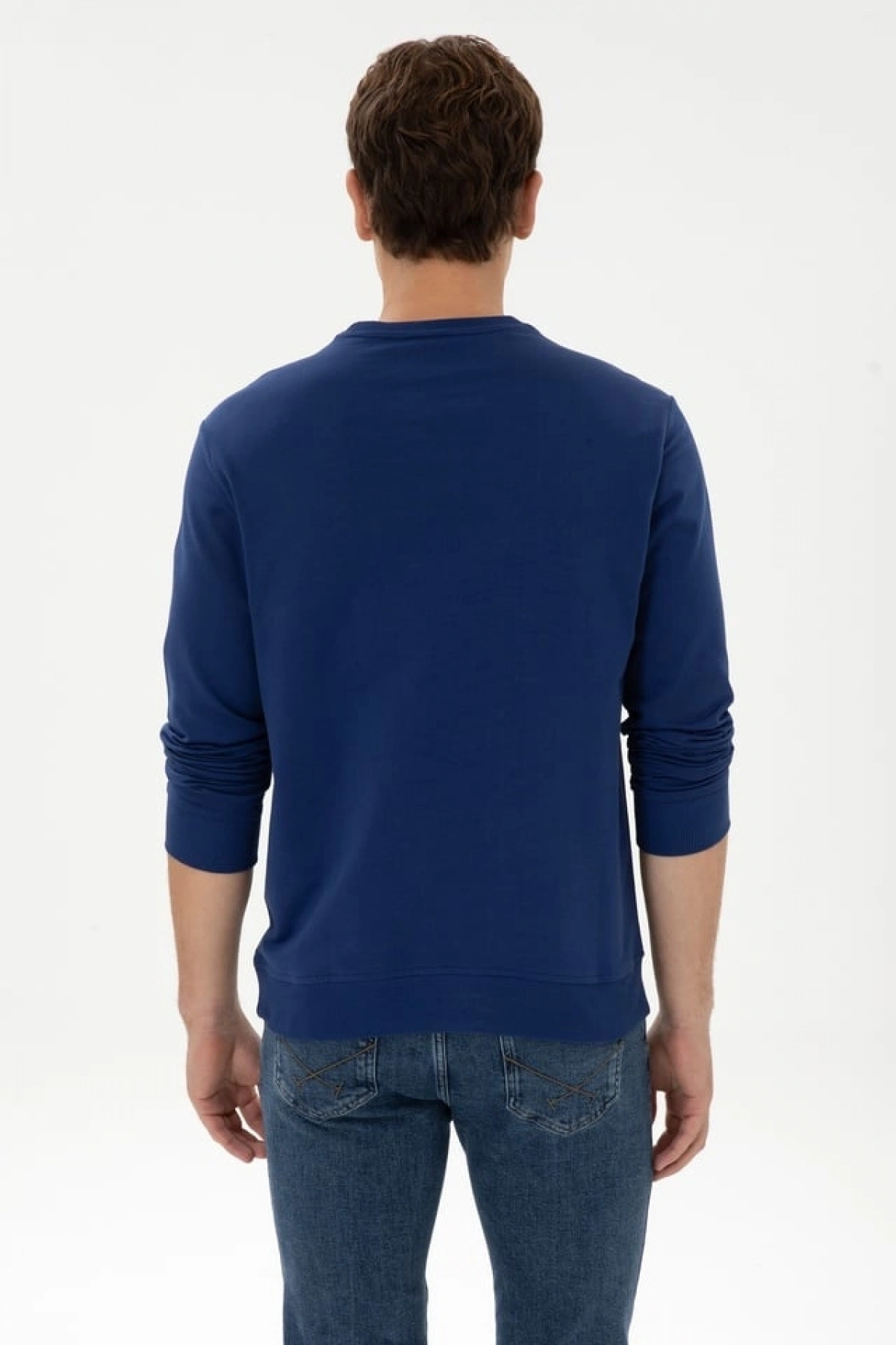 U.S.POLO Erkek Regular Fit Bisiklet Yaka İndigo Basic Sweatshirt