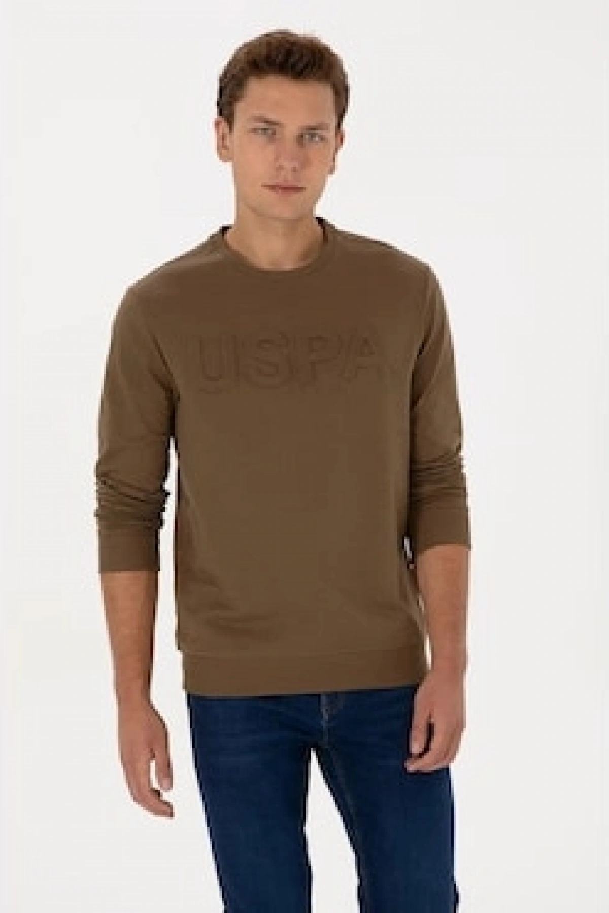 U.S. Polo Assn. Haki Erkek Klasik Regular Fit Sweatshirt