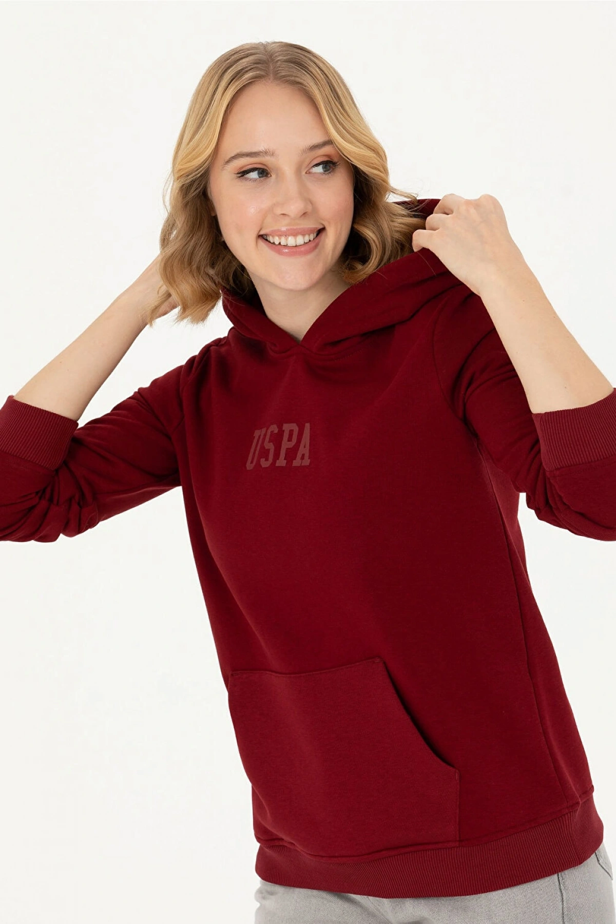 U.S. Polo Assn. Kapüşon Yaka Antrasit Melanj Kadın Sweatshırt GIZMO-SK023