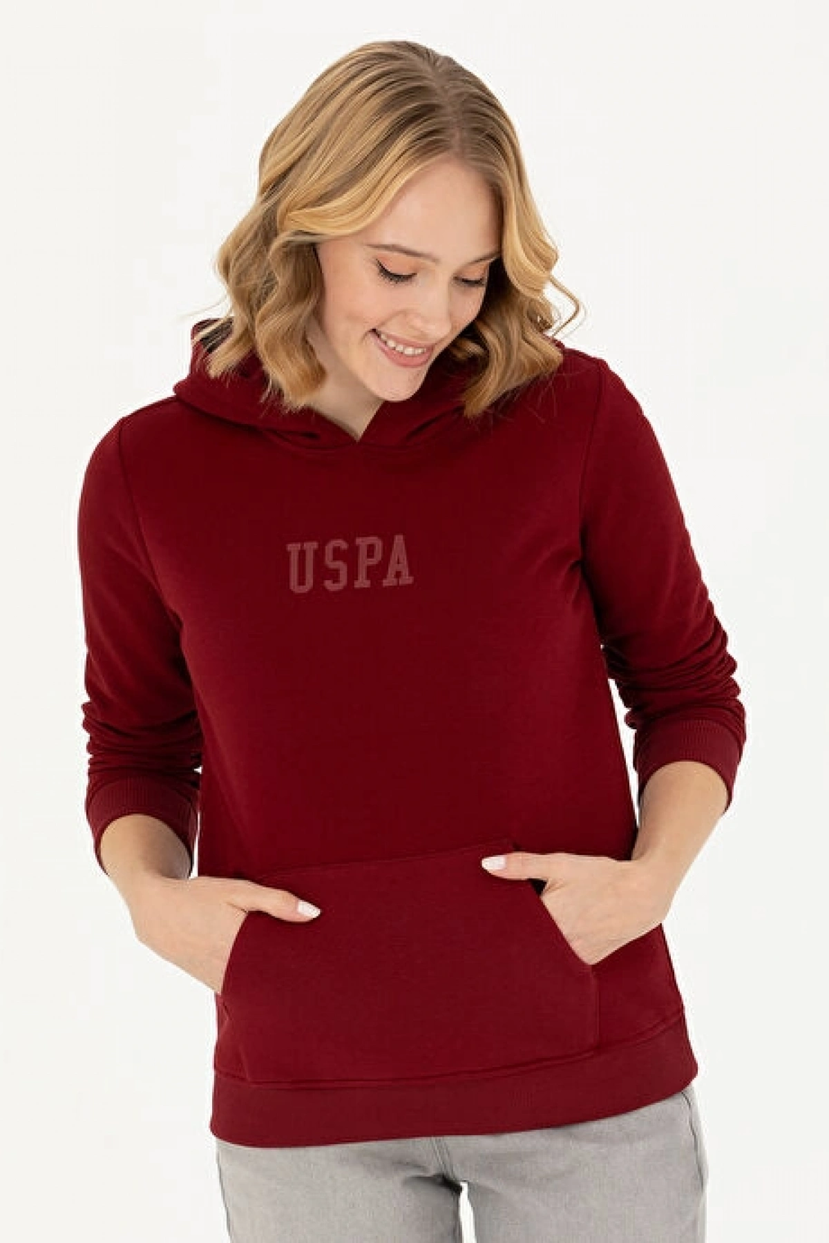 U.S. Polo Assn. Kapüşon Yaka Antrasit Melanj Kadın Sweatshırt GIZMO-SK023