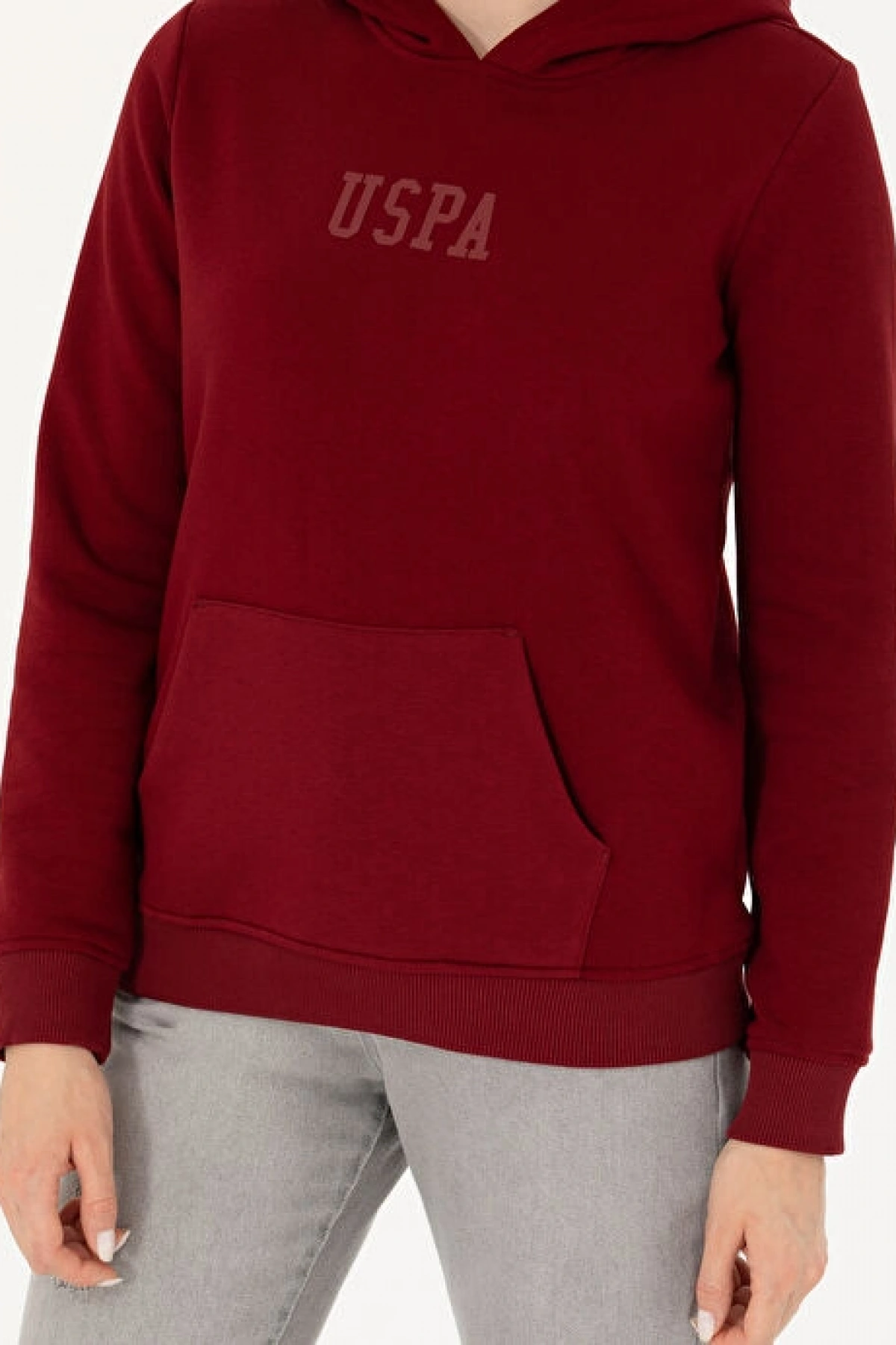U.S. Polo Assn. Kapüşon Yaka Antrasit Melanj Kadın Sweatshırt GIZMO-SK023
