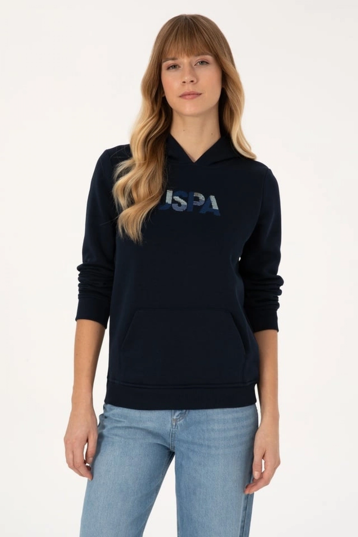 u.s.polo Kadın Lacivert Kapüşonlu Basic Sweatshirt