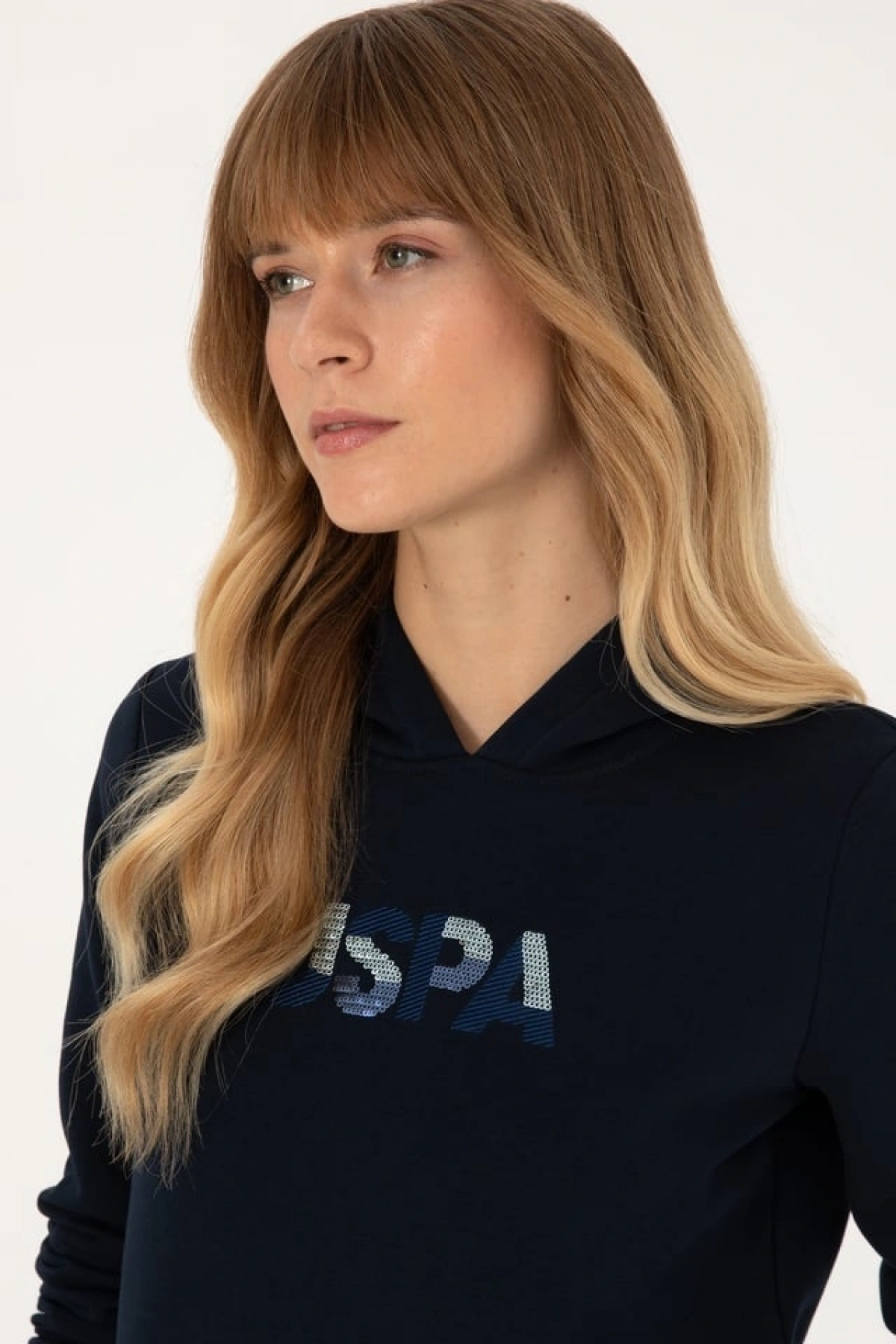 u.s.polo Kadın Lacivert Kapüşonlu Basic Sweatshirt
