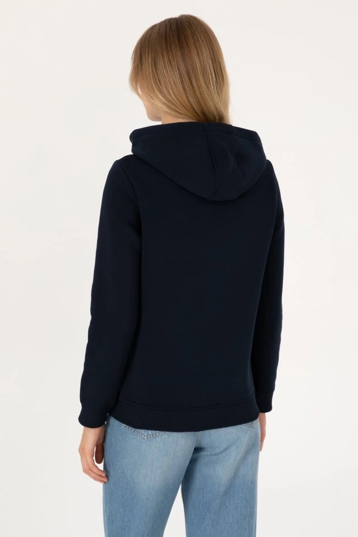 u.s.polo Kadın Lacivert Kapüşonlu Basic Sweatshirt
