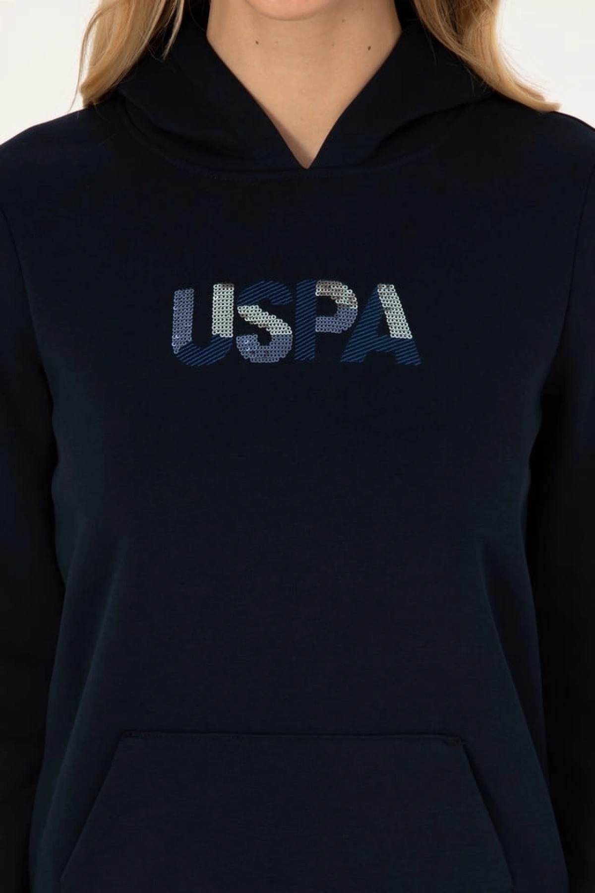 u.s.polo Kadın Lacivert Kapüşonlu Basic Sweatshirt