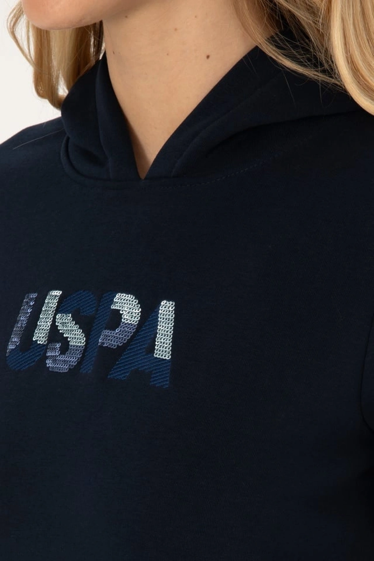 u.s.polo Kadın Lacivert Kapüşonlu Basic Sweatshirt