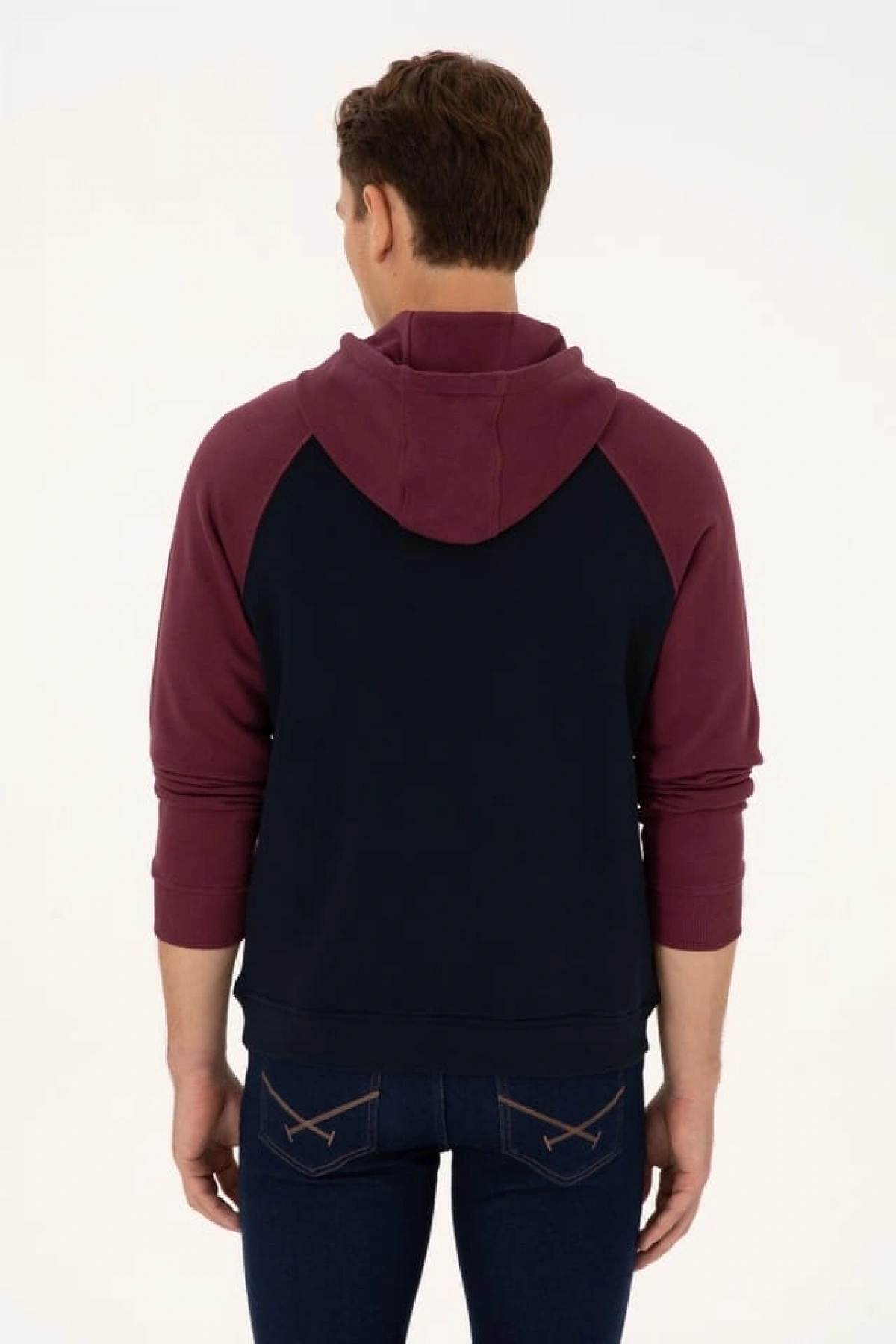 U.S.POLO Erkek Regular Fit Kapüşonlu Bordo Sweatshirt