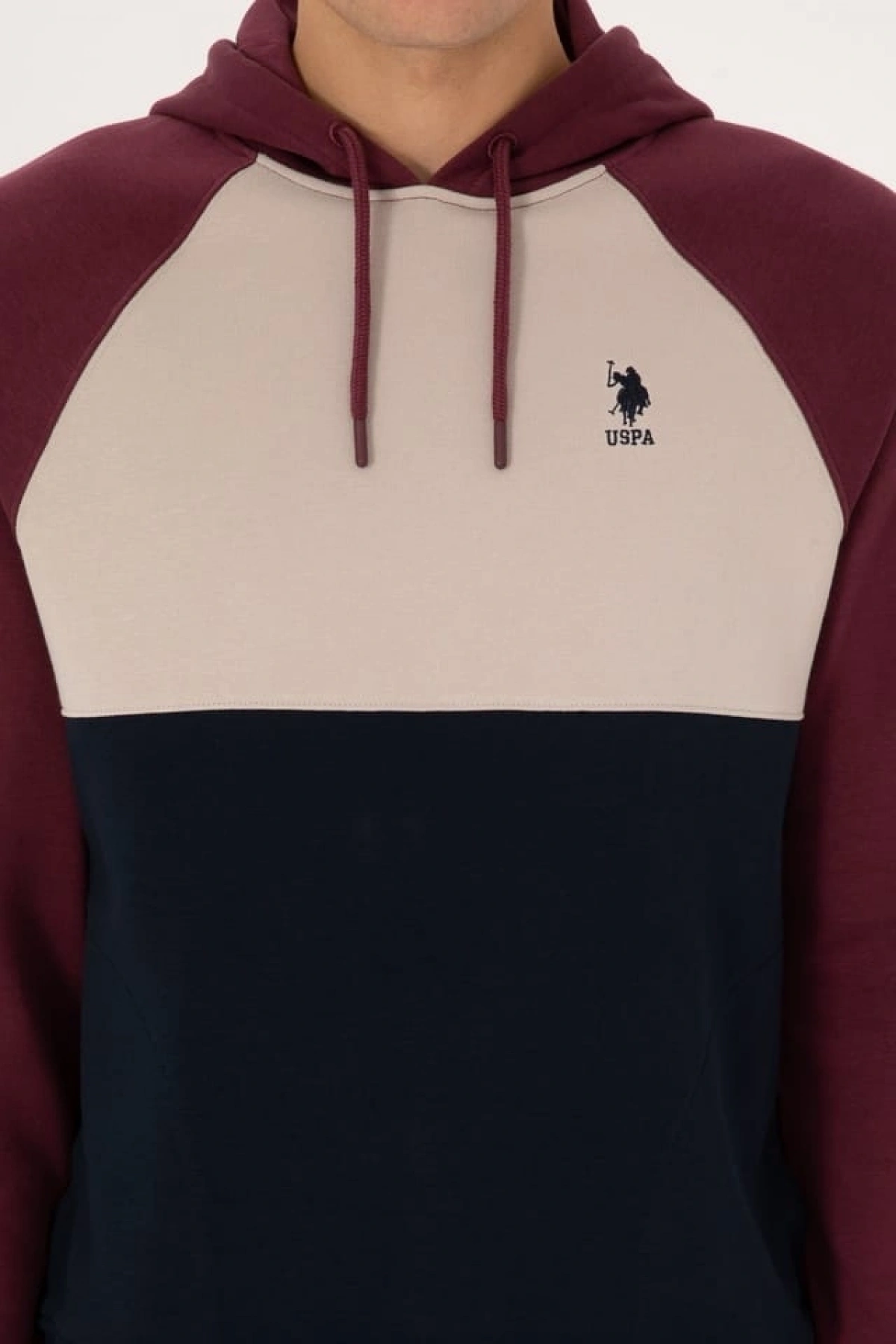 U.S.POLO Erkek Regular Fit Kapüşonlu Bordo Sweatshirt