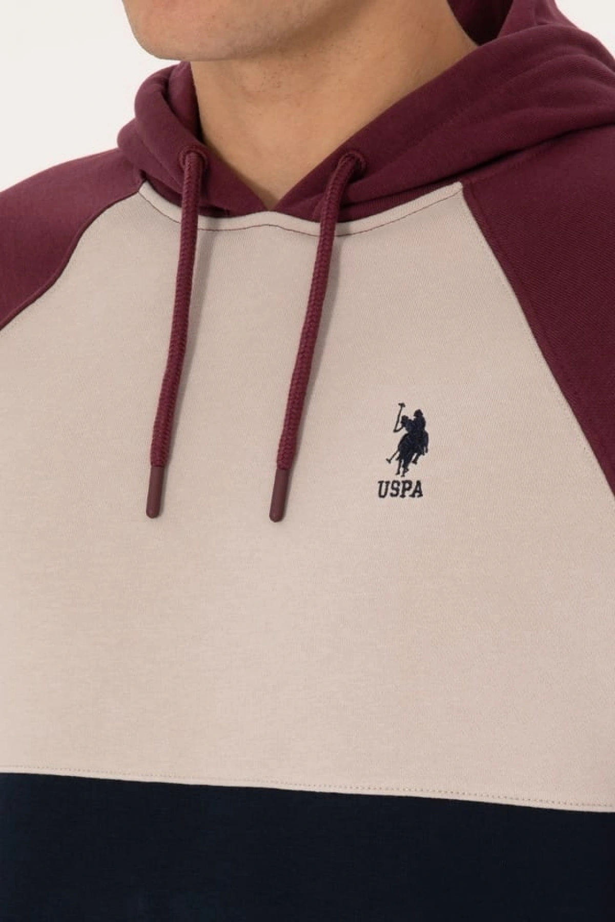 U.S.POLO Erkek Regular Fit Kapüşonlu Bordo Sweatshirt
