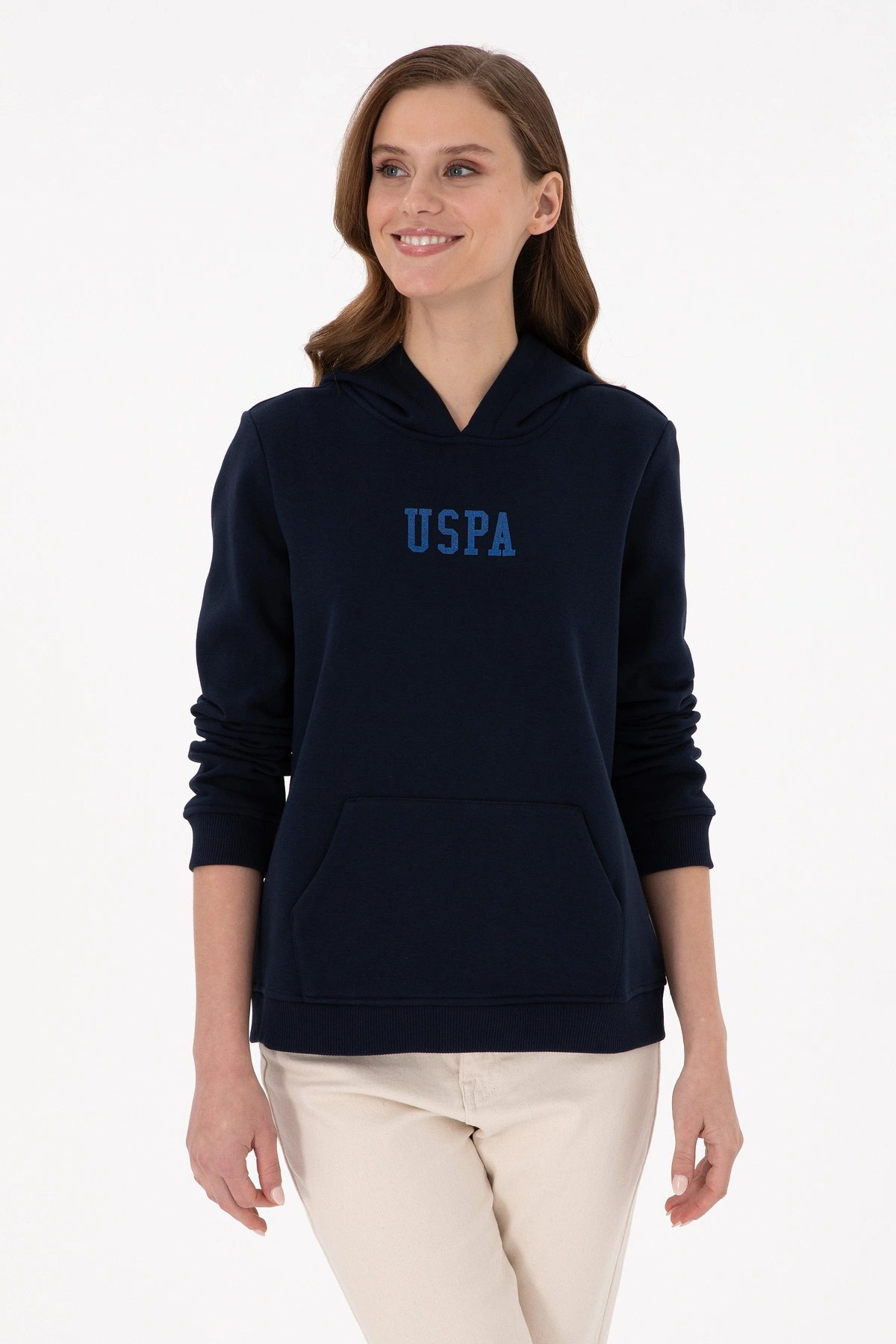 U.S. Polo Assn. Kadın Lacivert Basic Kapüşonlu Sweatshirt