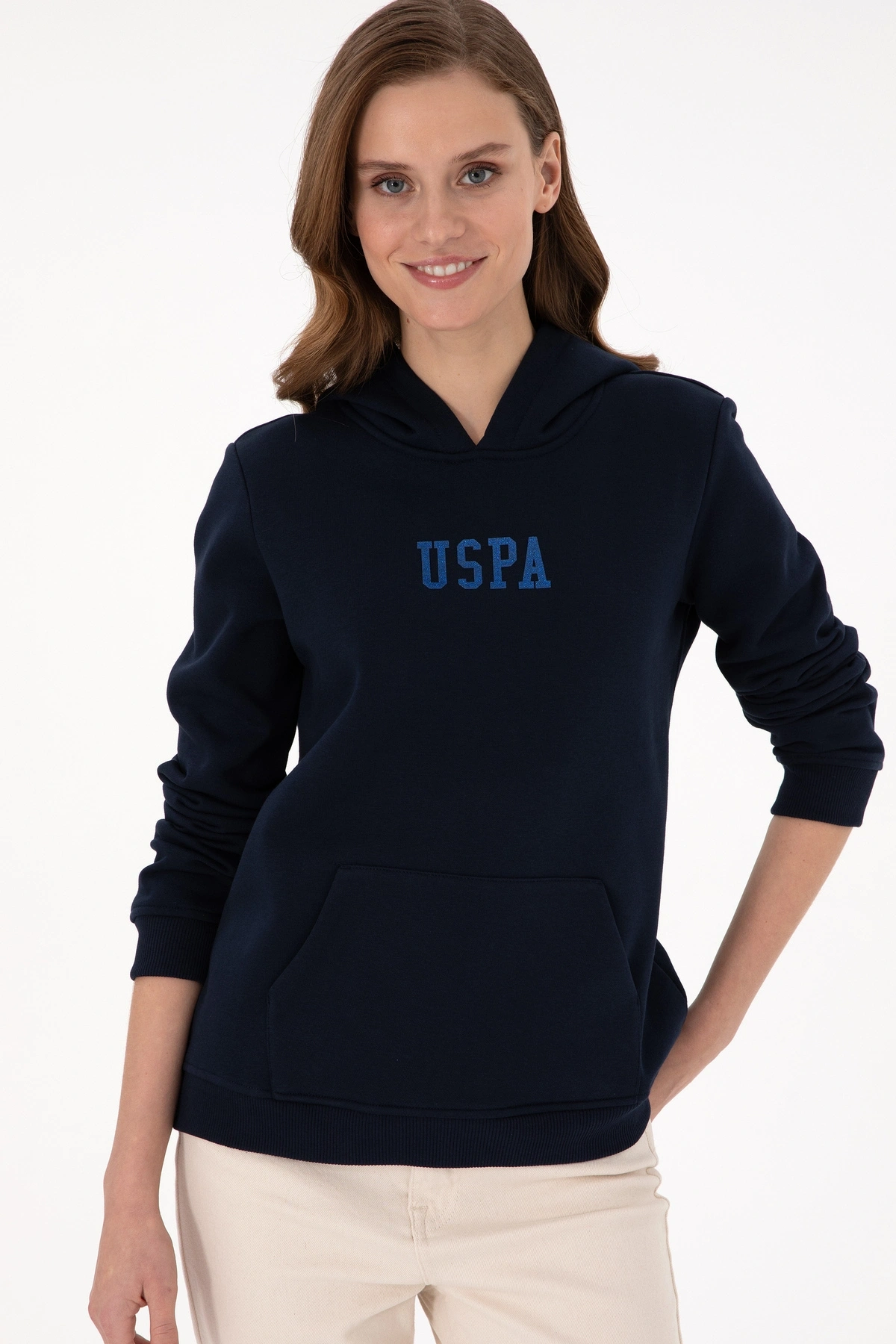 U.S. Polo Assn. Kadın Lacivert Basic Kapüşonlu Sweatshirt