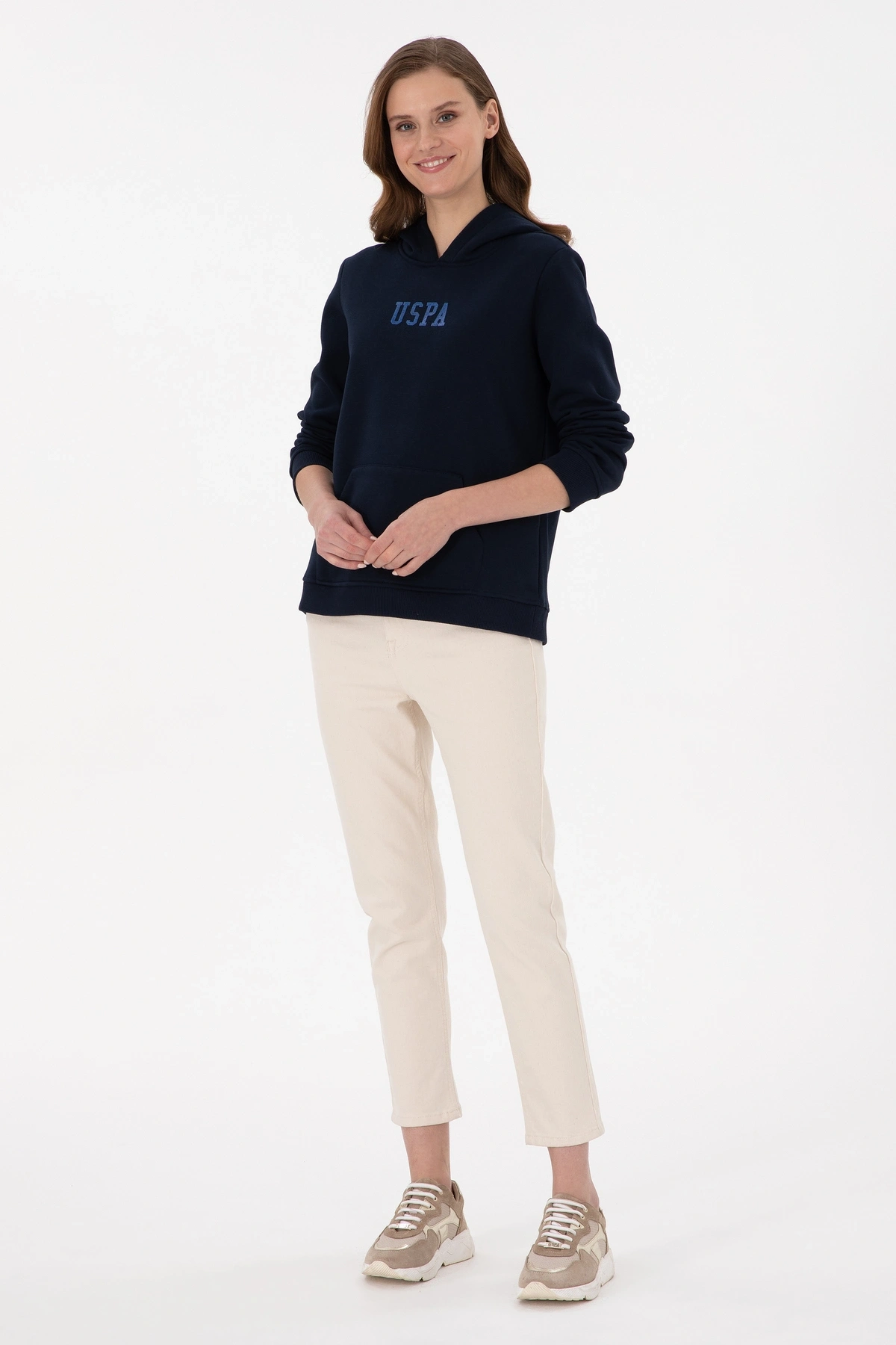 U.S. Polo Assn. Kadın Lacivert Basic Kapüşonlu Sweatshirt