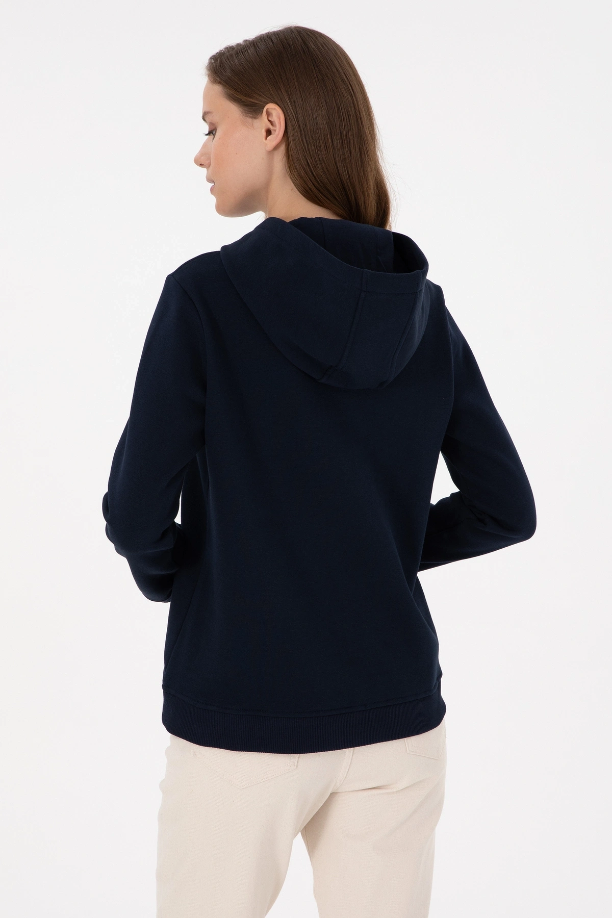 U.S. Polo Assn. Kadın Lacivert Basic Kapüşonlu Sweatshirt