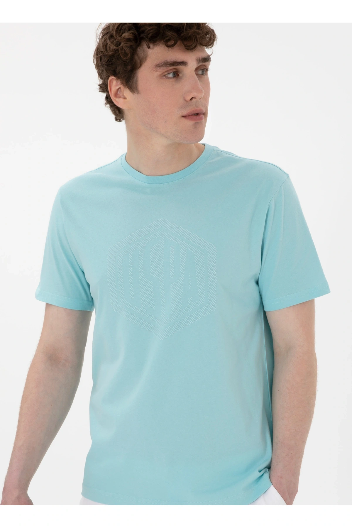 U.S. Polo Assn. Bisiklet Yaka Mavi Erkek T-Shirt GASTON