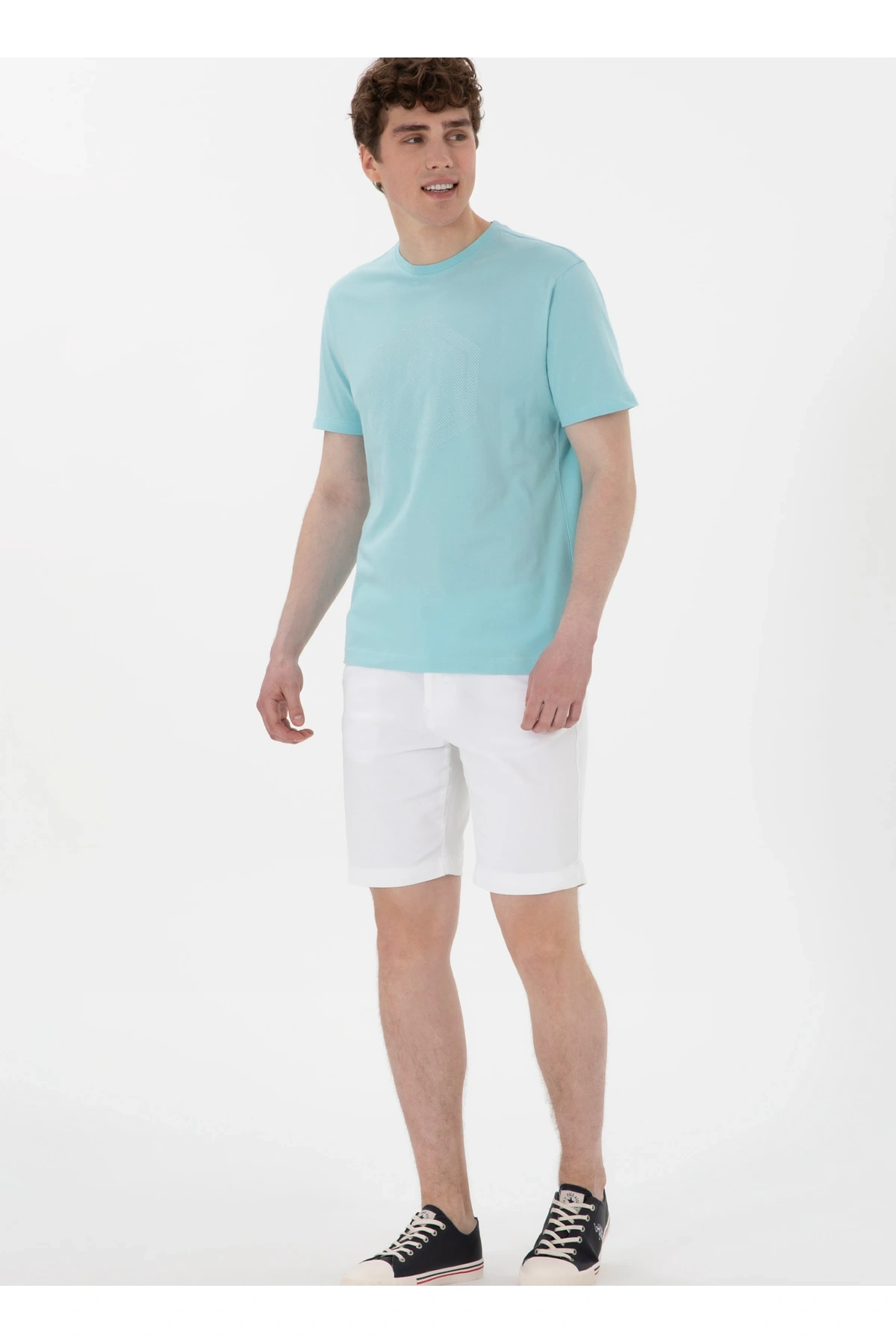 U.S. Polo Assn. Bisiklet Yaka Mavi Erkek T-Shirt GASTON