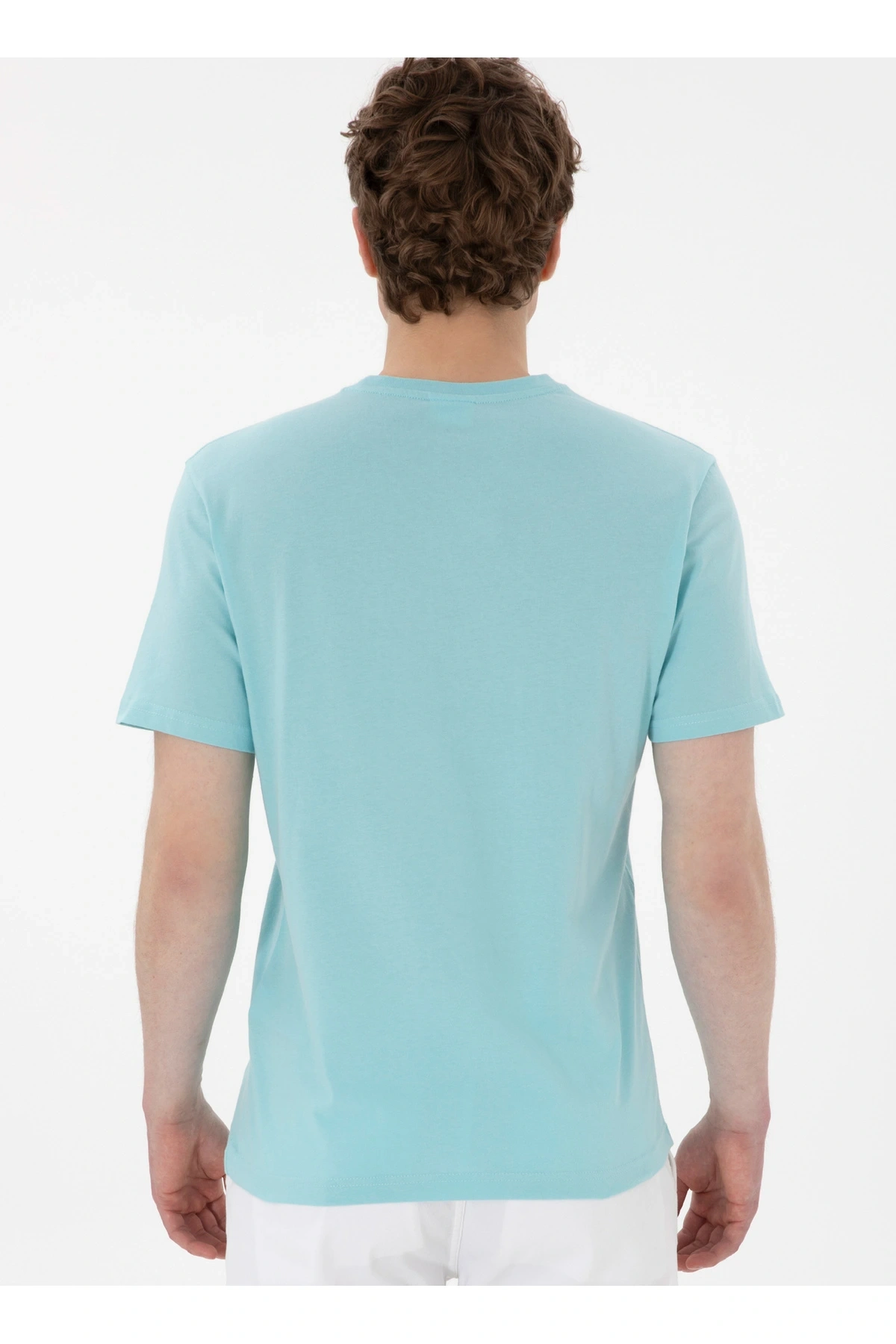 U.S. Polo Assn. Bisiklet Yaka Mavi Erkek T-Shirt GASTON