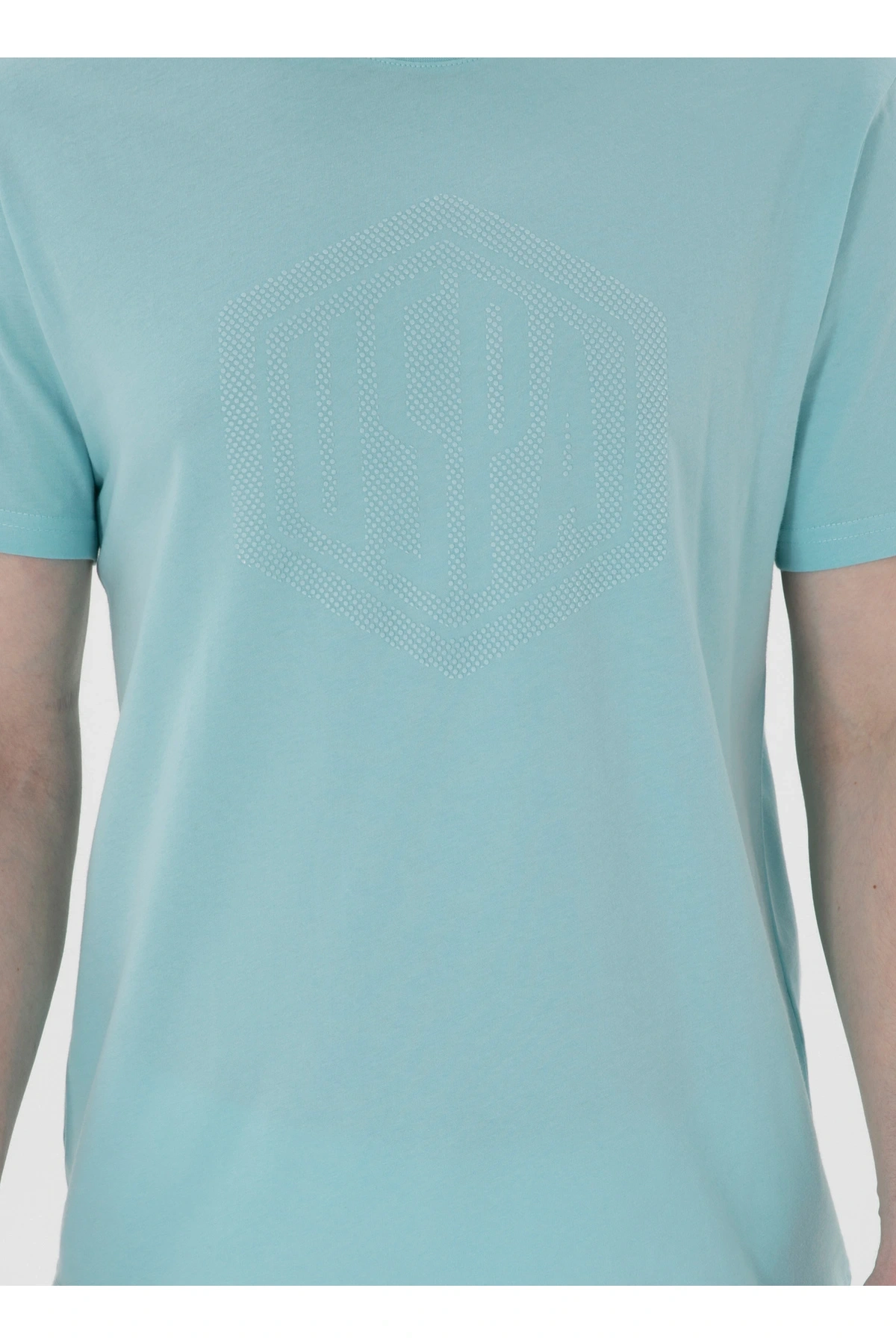 U.S. Polo Assn. Bisiklet Yaka Mavi Erkek T-Shirt GASTON