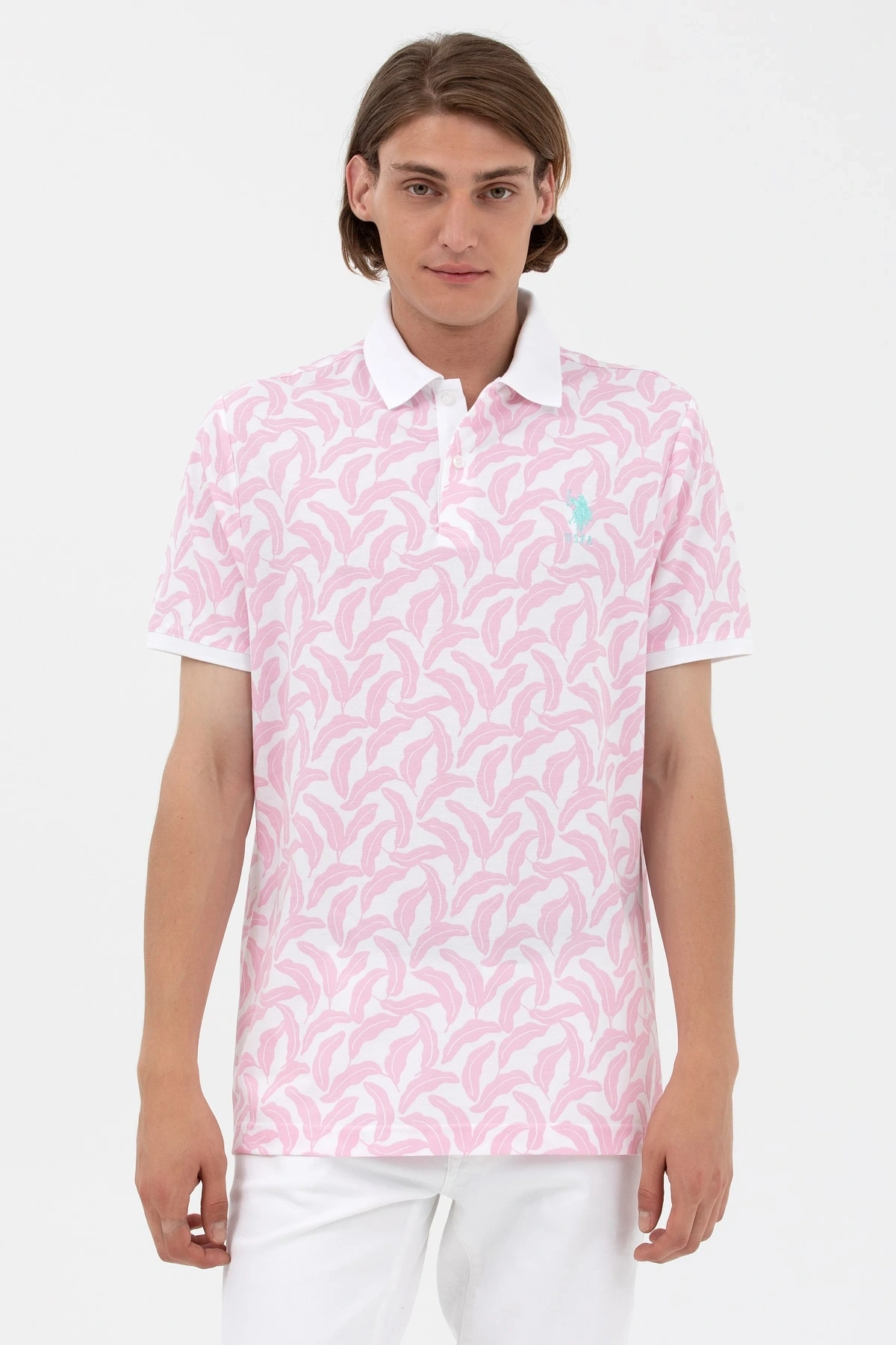 U.s Polo Assn. Polo Yaka Manolya Desenli Regular Fit T-shirt