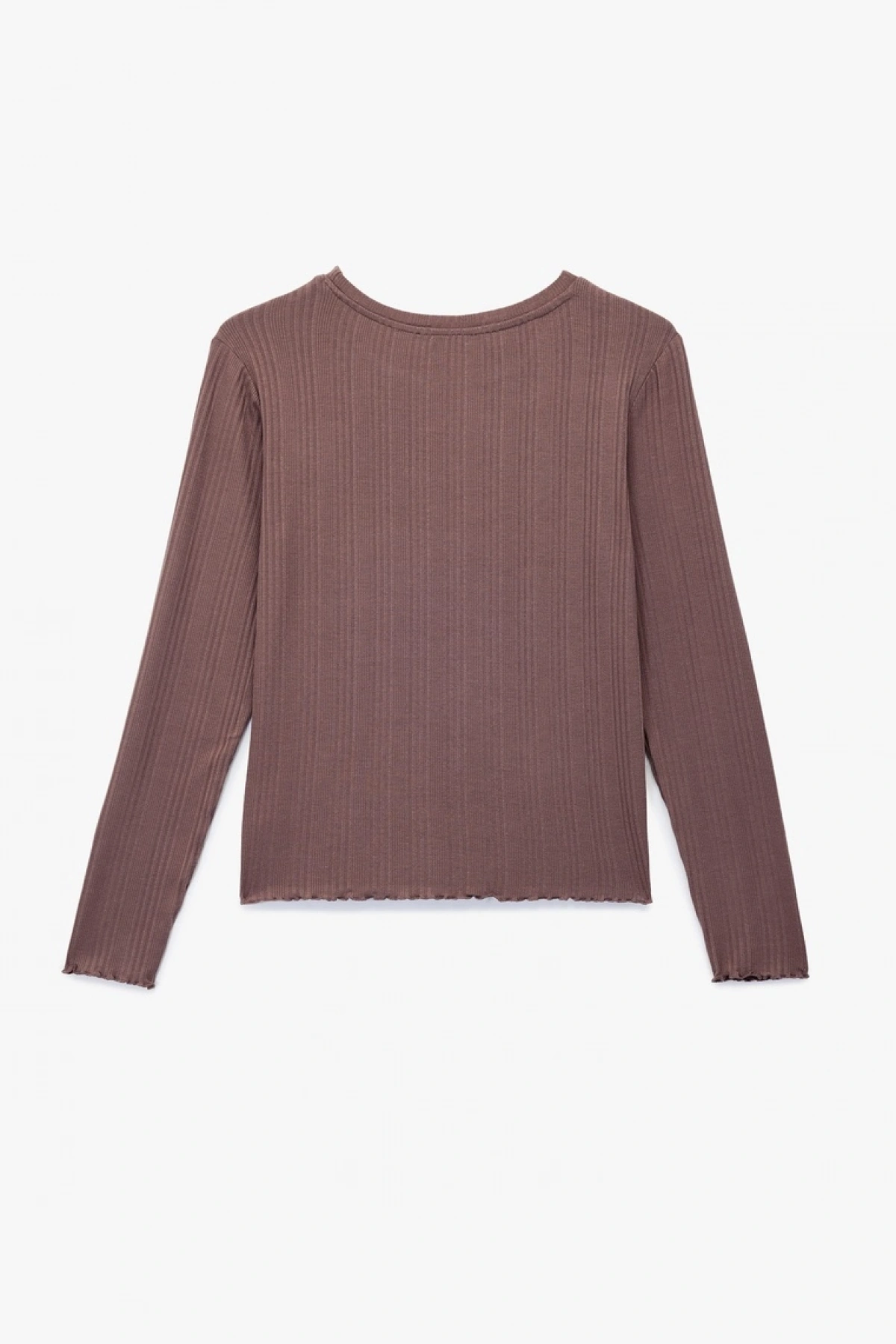 Uzun Kollu Bisiklet Yaka Modal Pijama Üstü