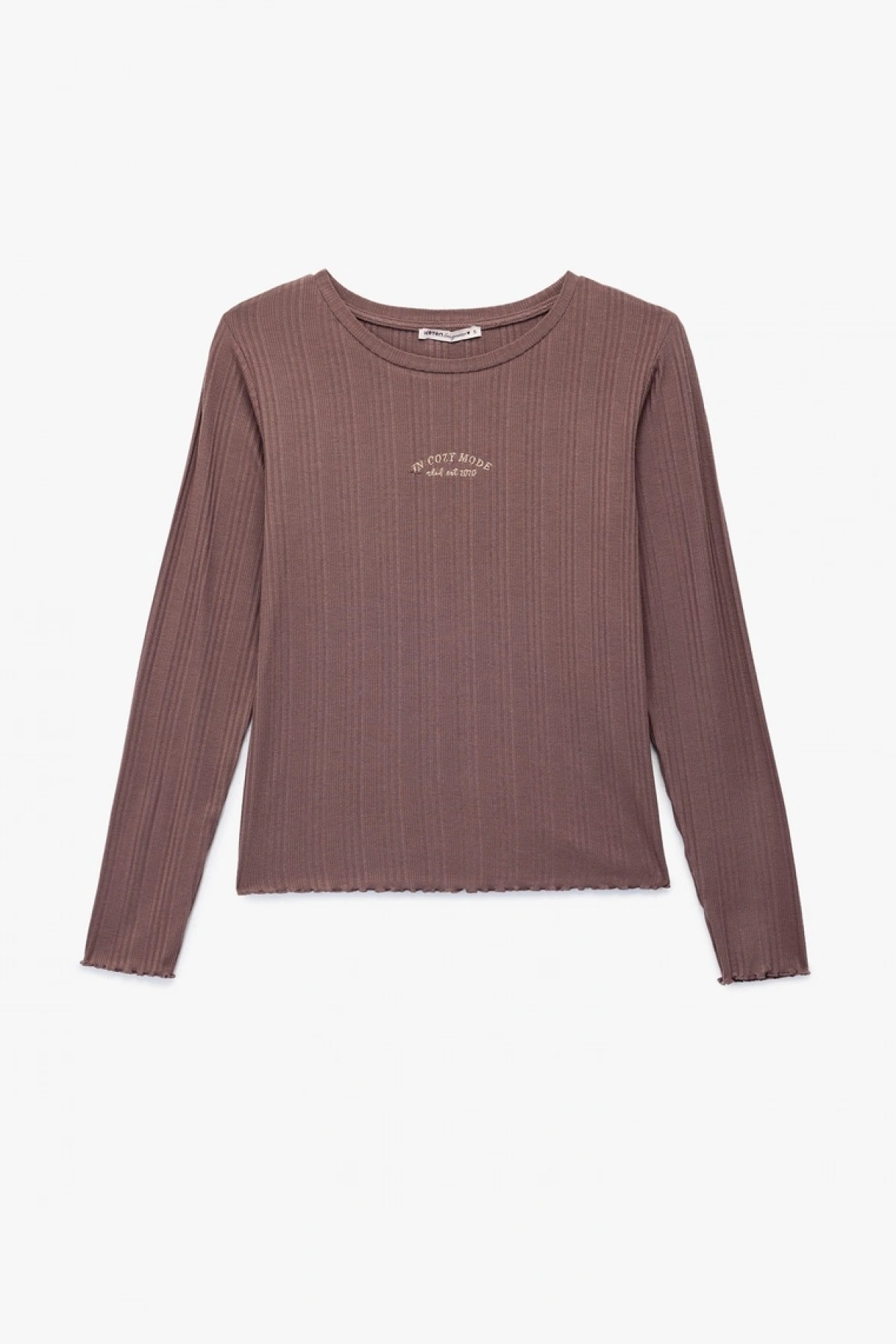 Uzun Kollu Bisiklet Yaka Modal Pijama Üstü