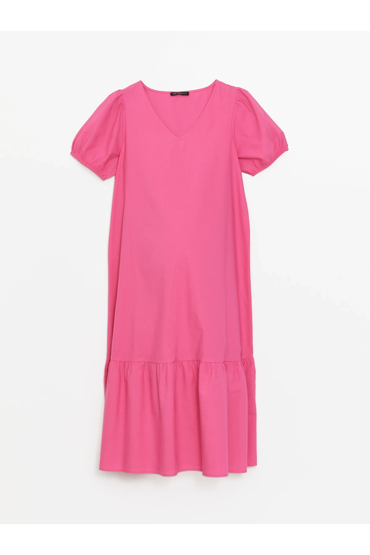 V Yaka Düz Kısa Kollu Hamile Elbise