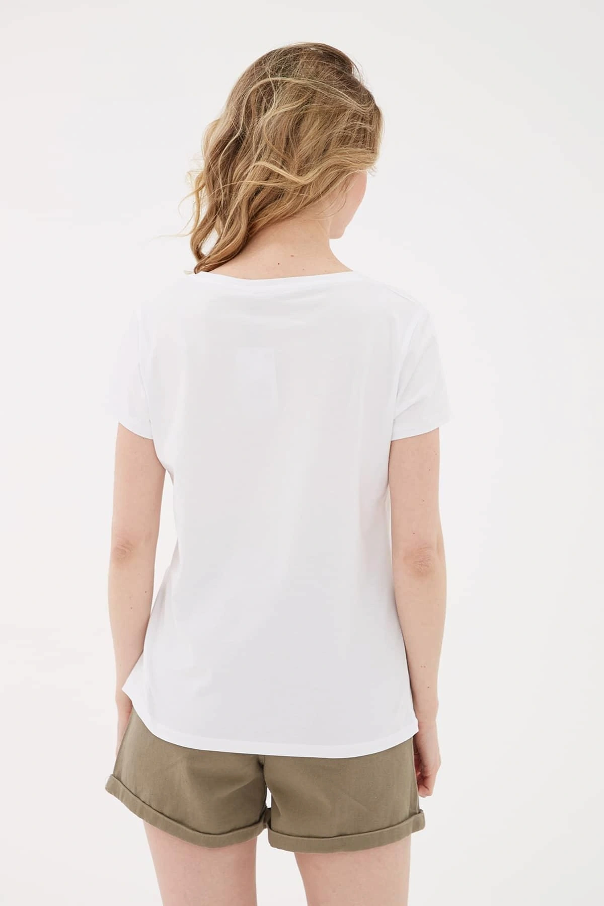 V Yaka T-shirt Beyaz / White