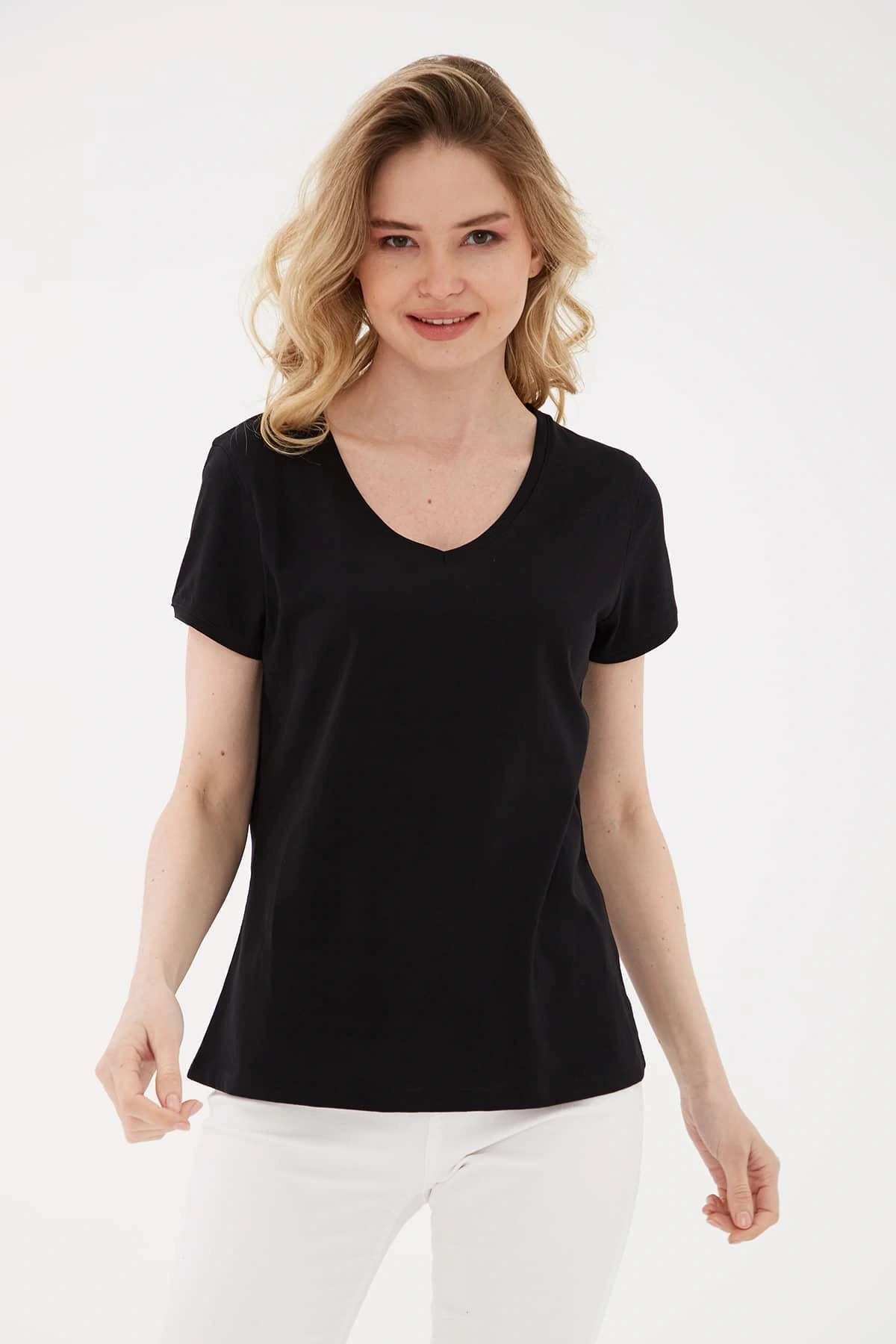 V Yaka T-shirt Siyah / Black