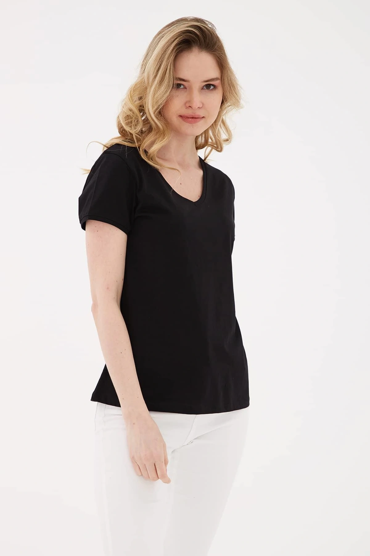 V Yaka T-shirt Siyah / Black