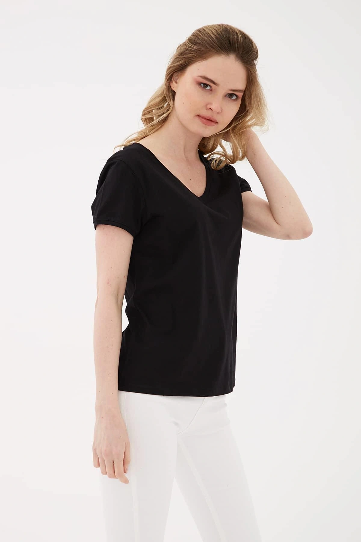 V Yaka T-shirt Siyah / Black