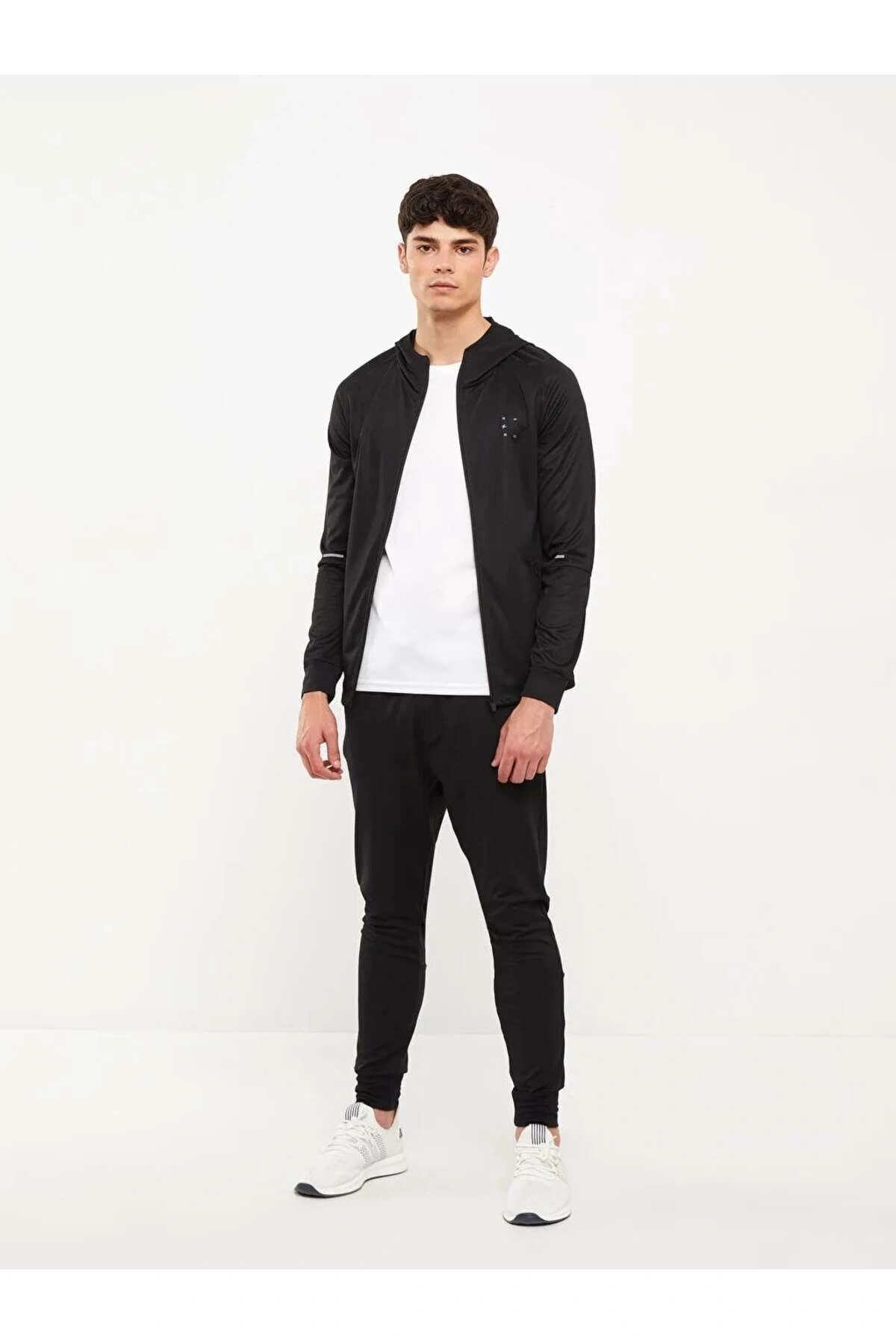XSIDE ACTIVE Siyah Slim Fit Kapüşonlu Erkek Spor Hırka